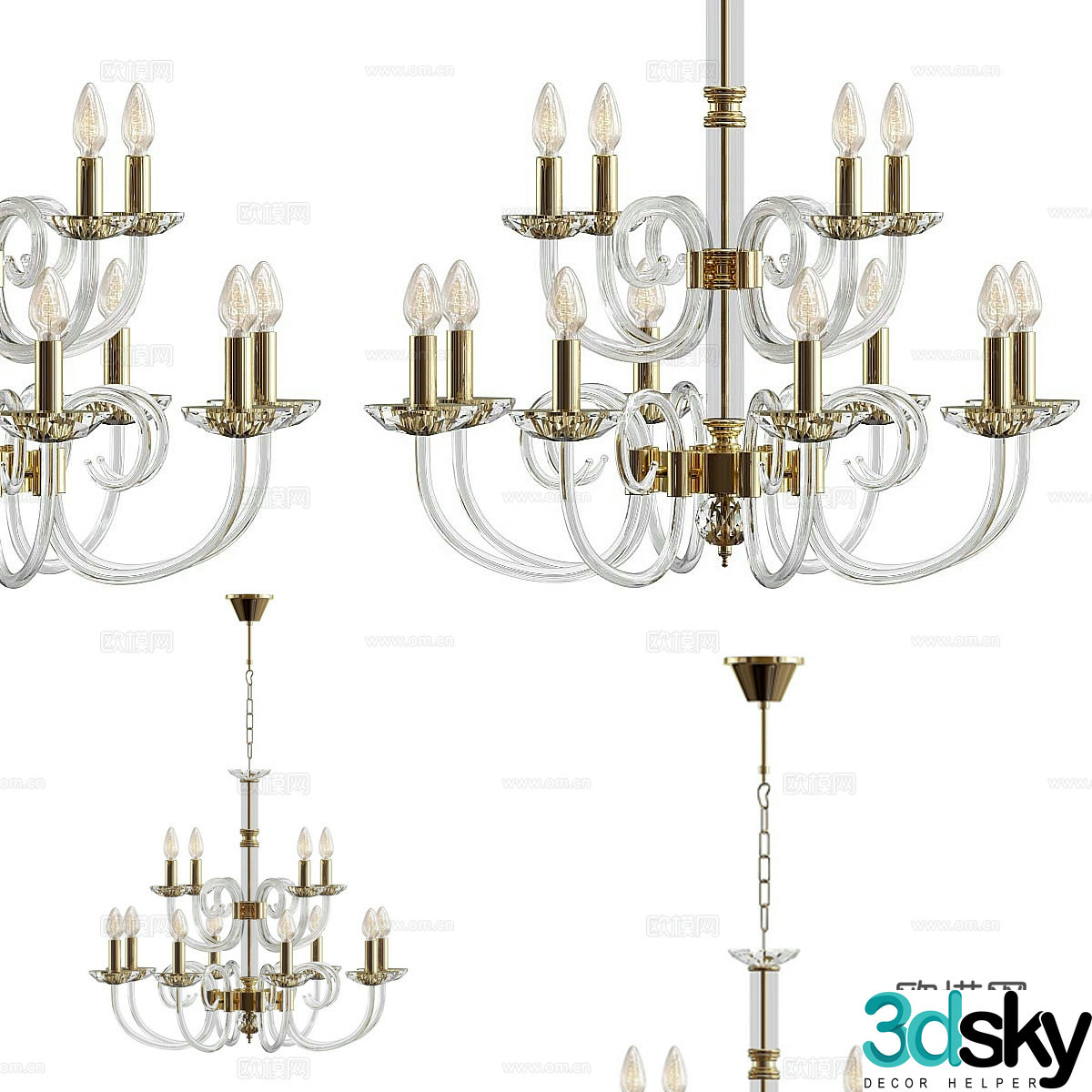 Nordic simple chandeliers chandeliers simple chandeliers light luxury chandeliers glass chandeliers 3D model