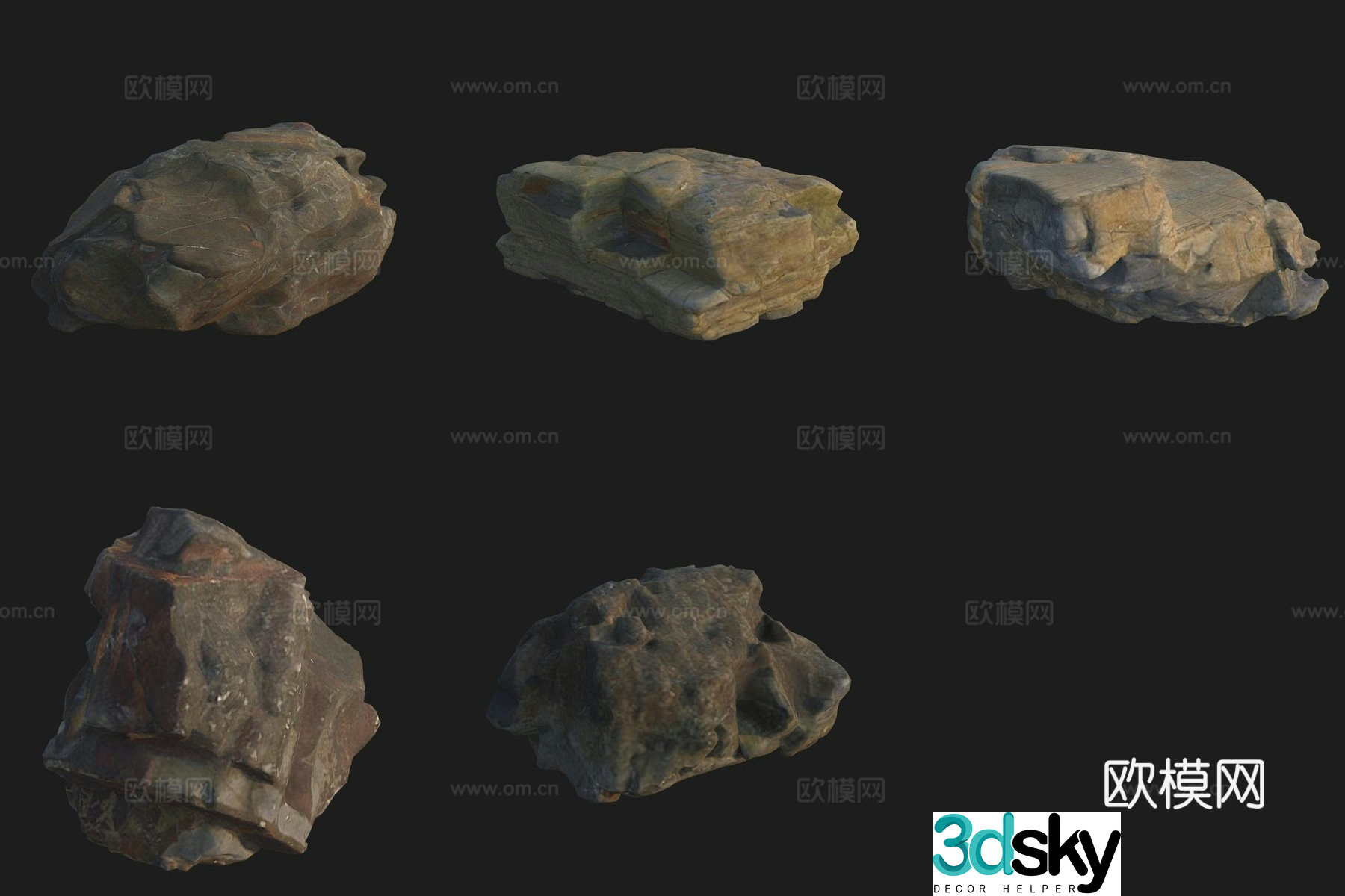 Beach beach stone rock 3d model