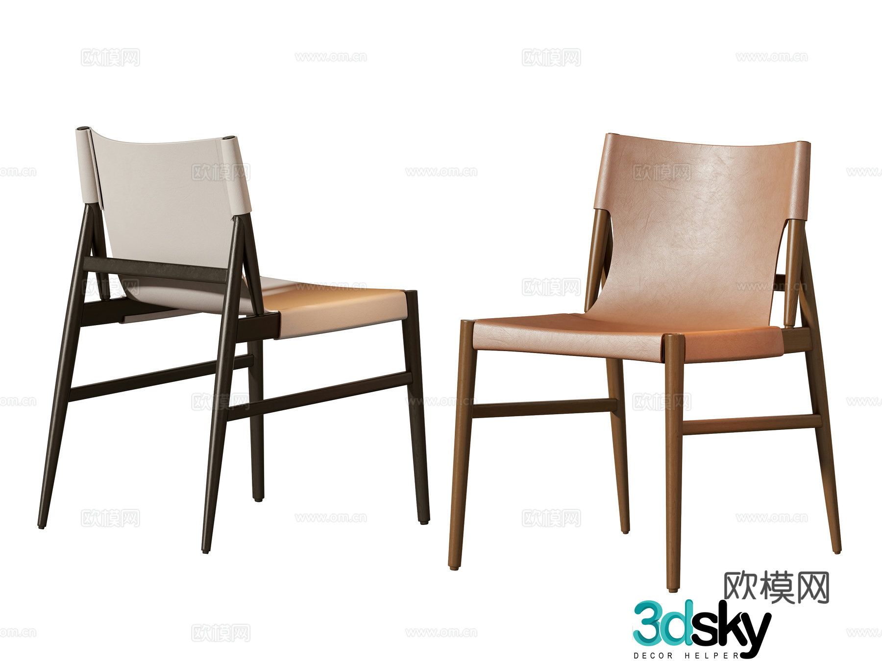 Modern single chair dining chair 3d model