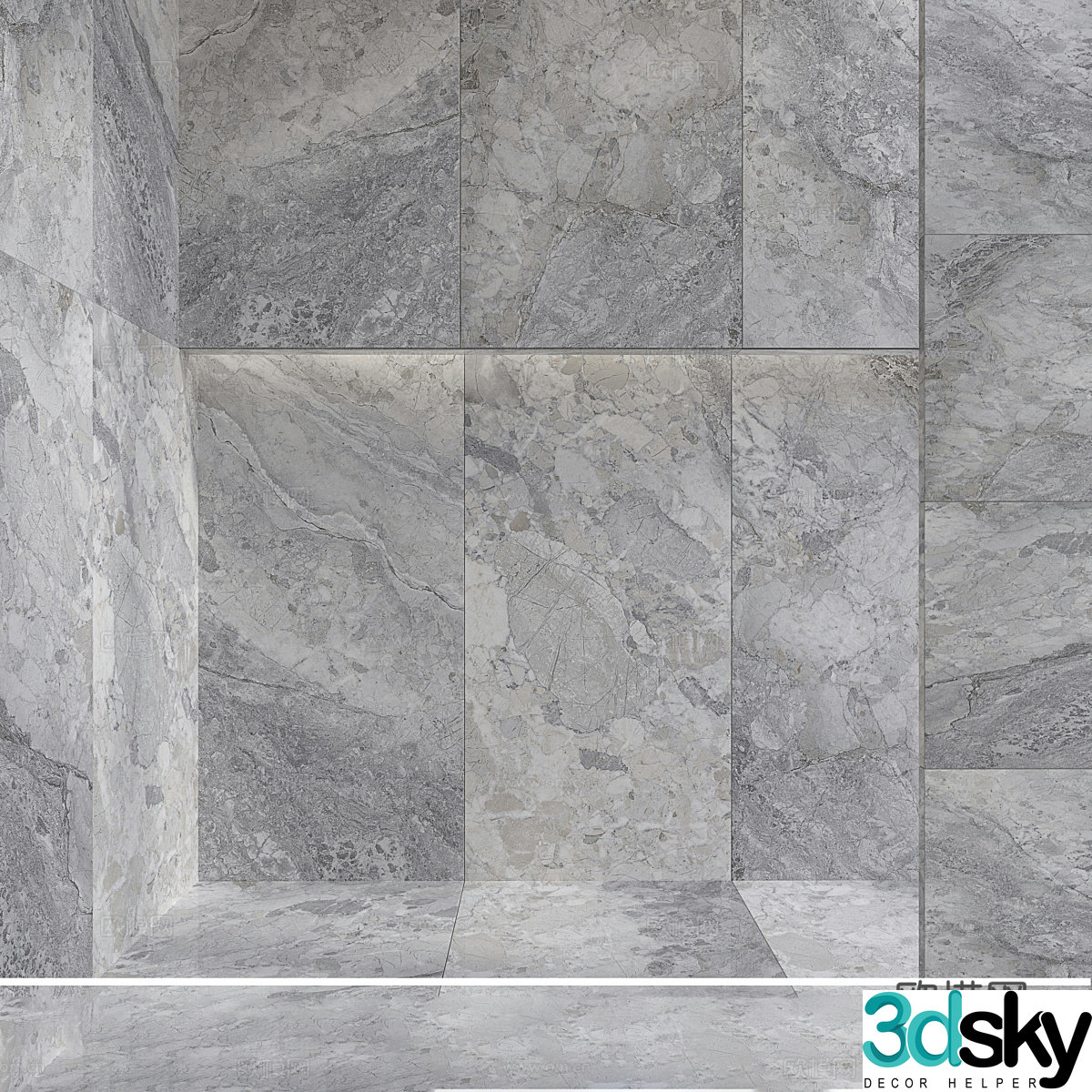 New Chinese tiles rock slabs antique tiles 3D model