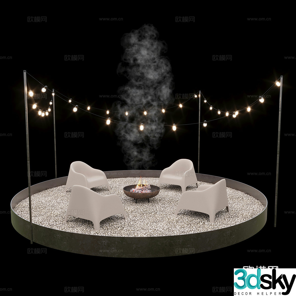 New Chinese outdoor stove fireplace 3d model