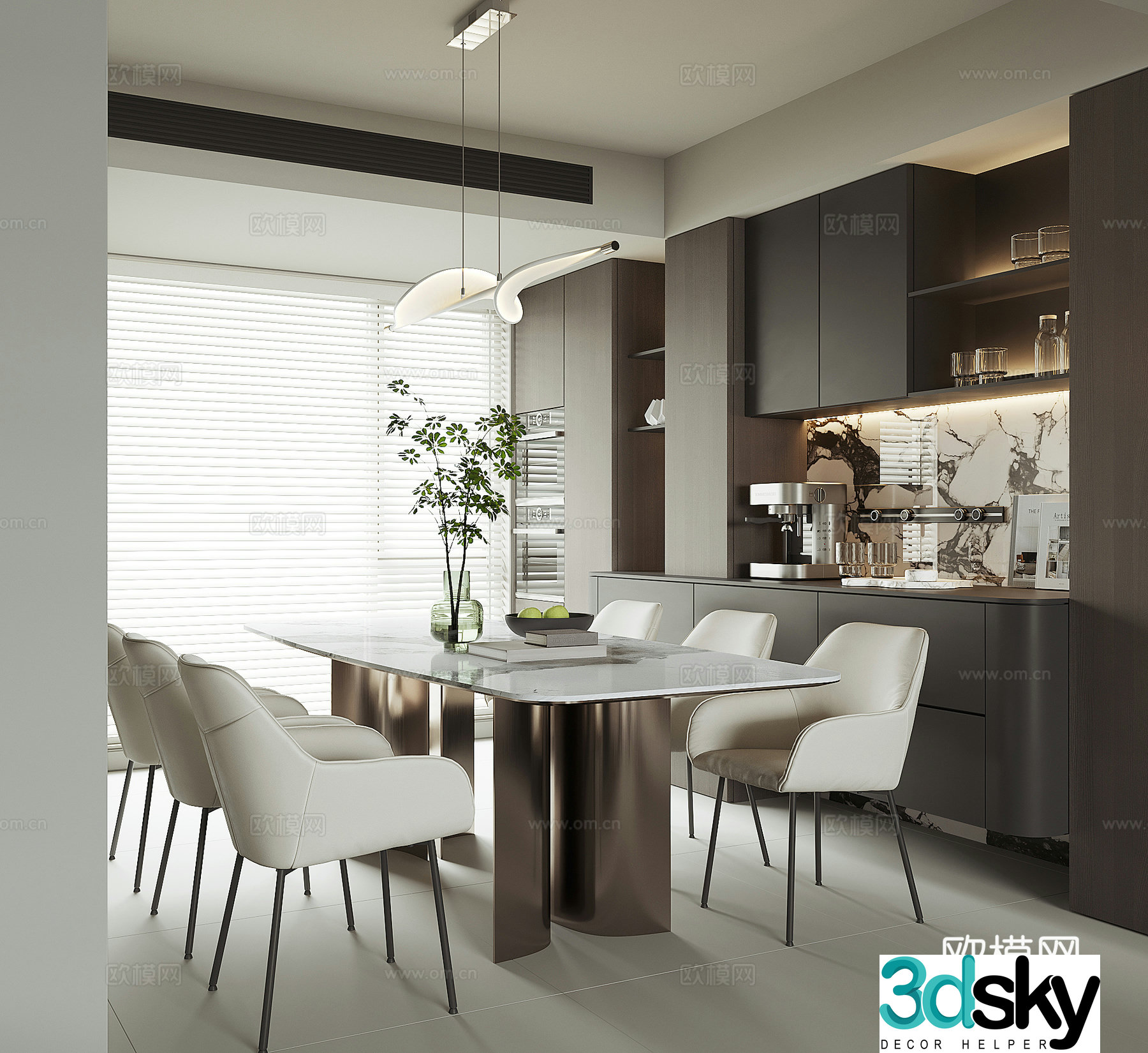 Modern home restaurant 3d model