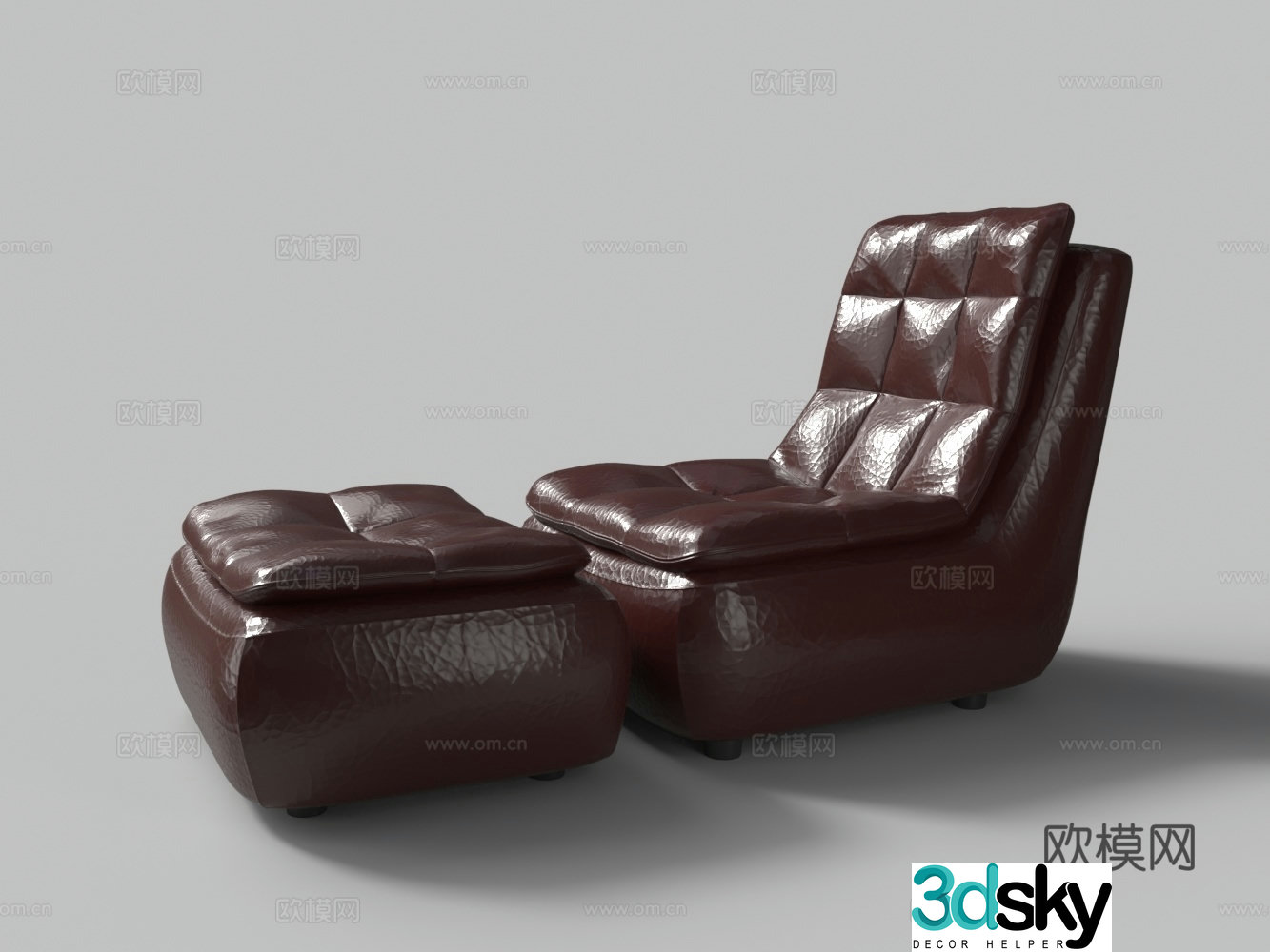 Modern leather lounge chair 3d model