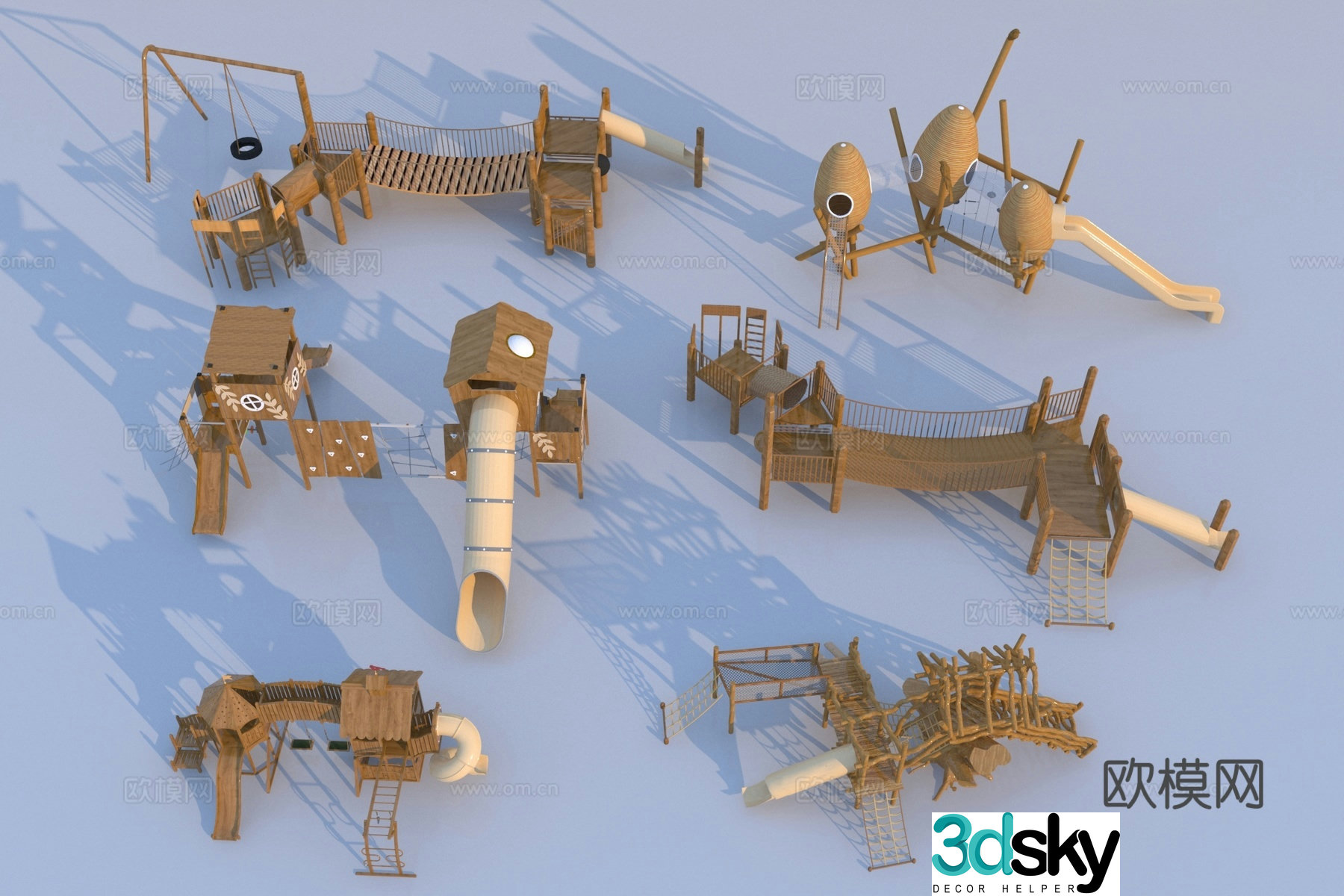 Modern children’s slide wooden children’s slide 3d model