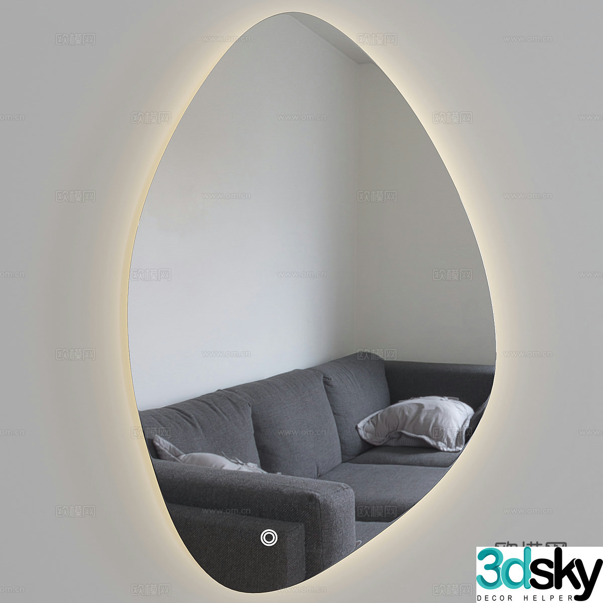 Modern minimalist Onyx ultra-illuminated mirror 3d model