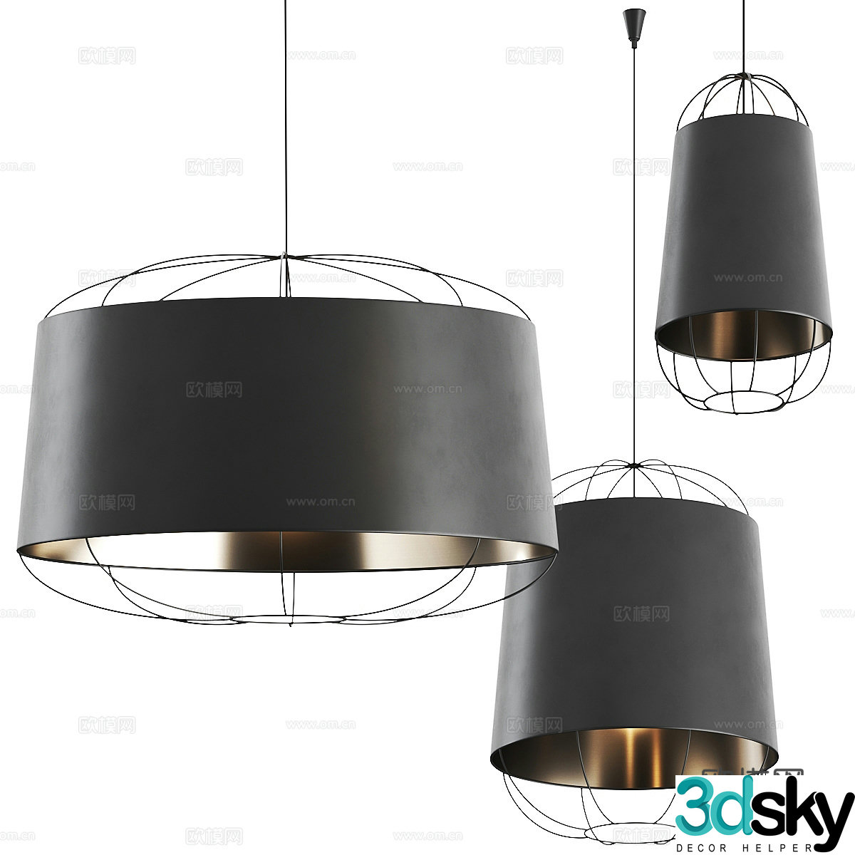 Modern Italian Lanterna Petite Friture Chandelier 3d Model