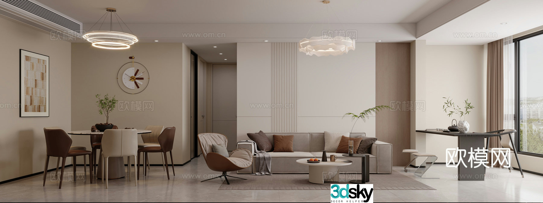 Creamy Style Restaurant 3D Model