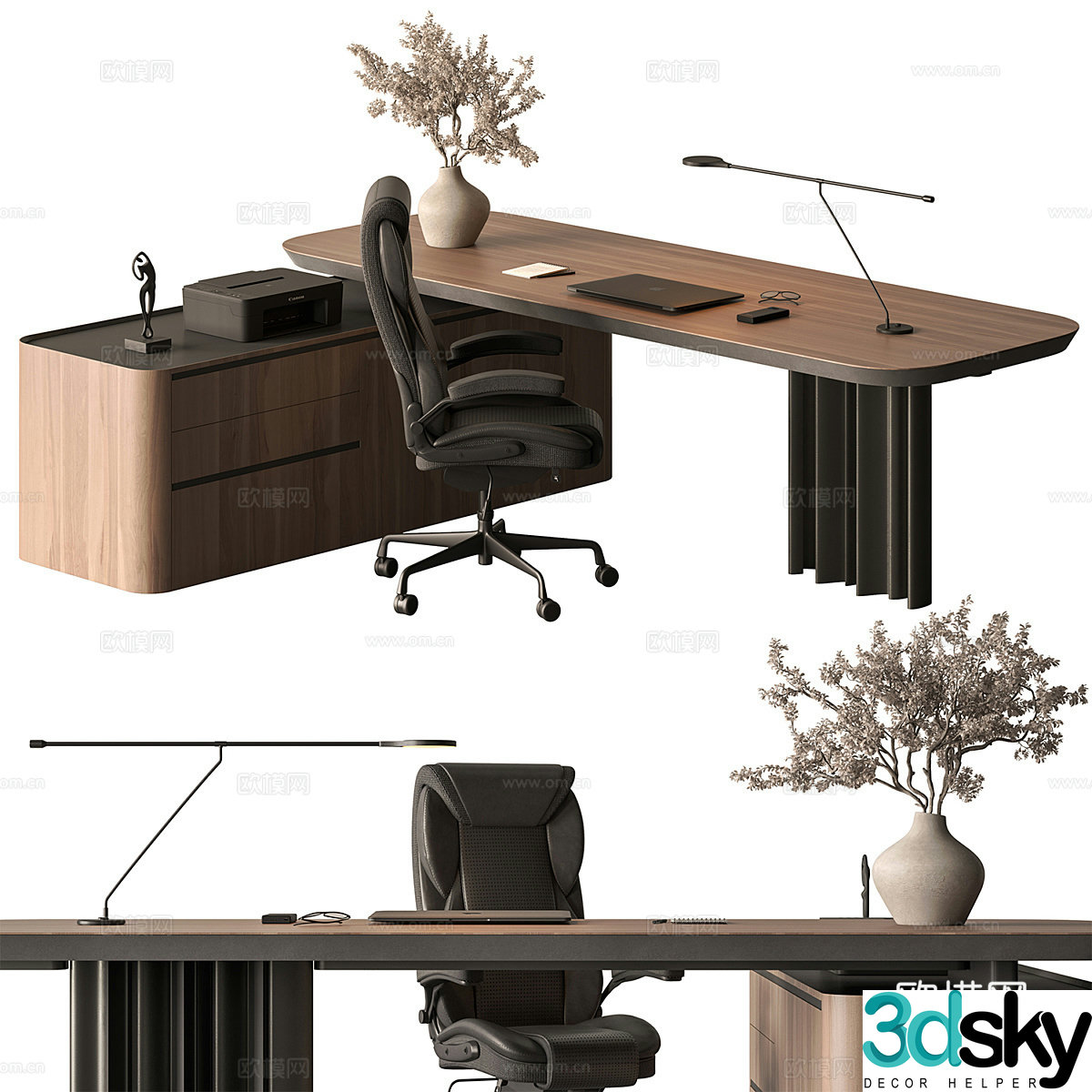 New Chinese style manager office desk chair 3d model