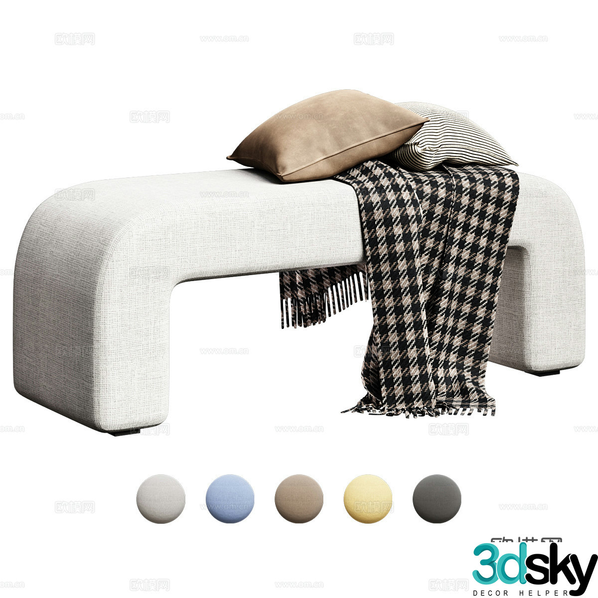 Creamy wind bench stool 3d model