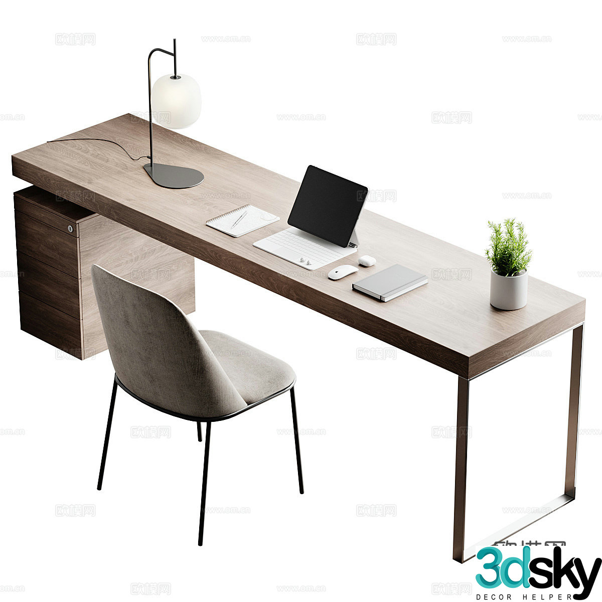 Desk and Chair 3d Model