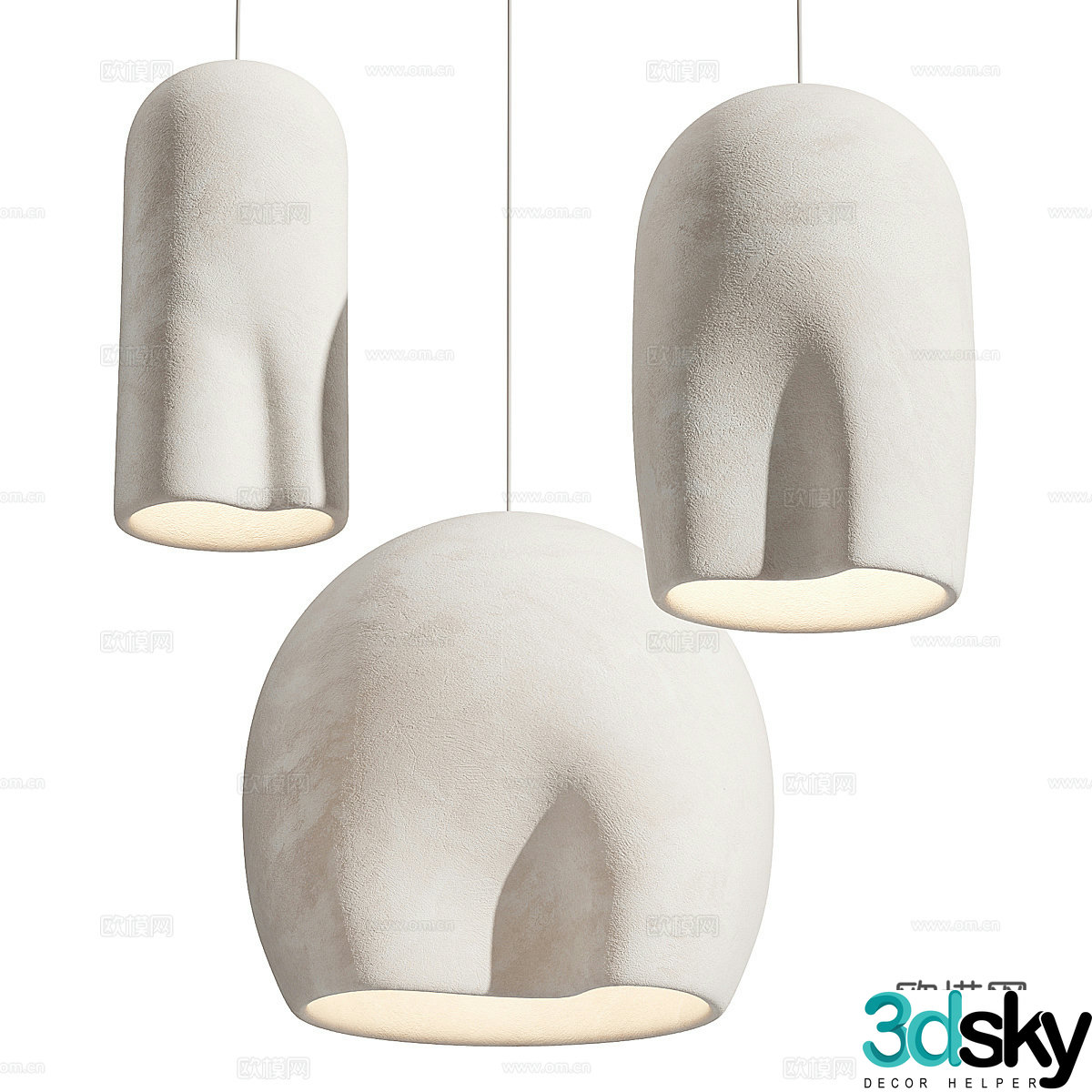 New Chinese style Wasabi Bucket Collection Chandelier 3D Model