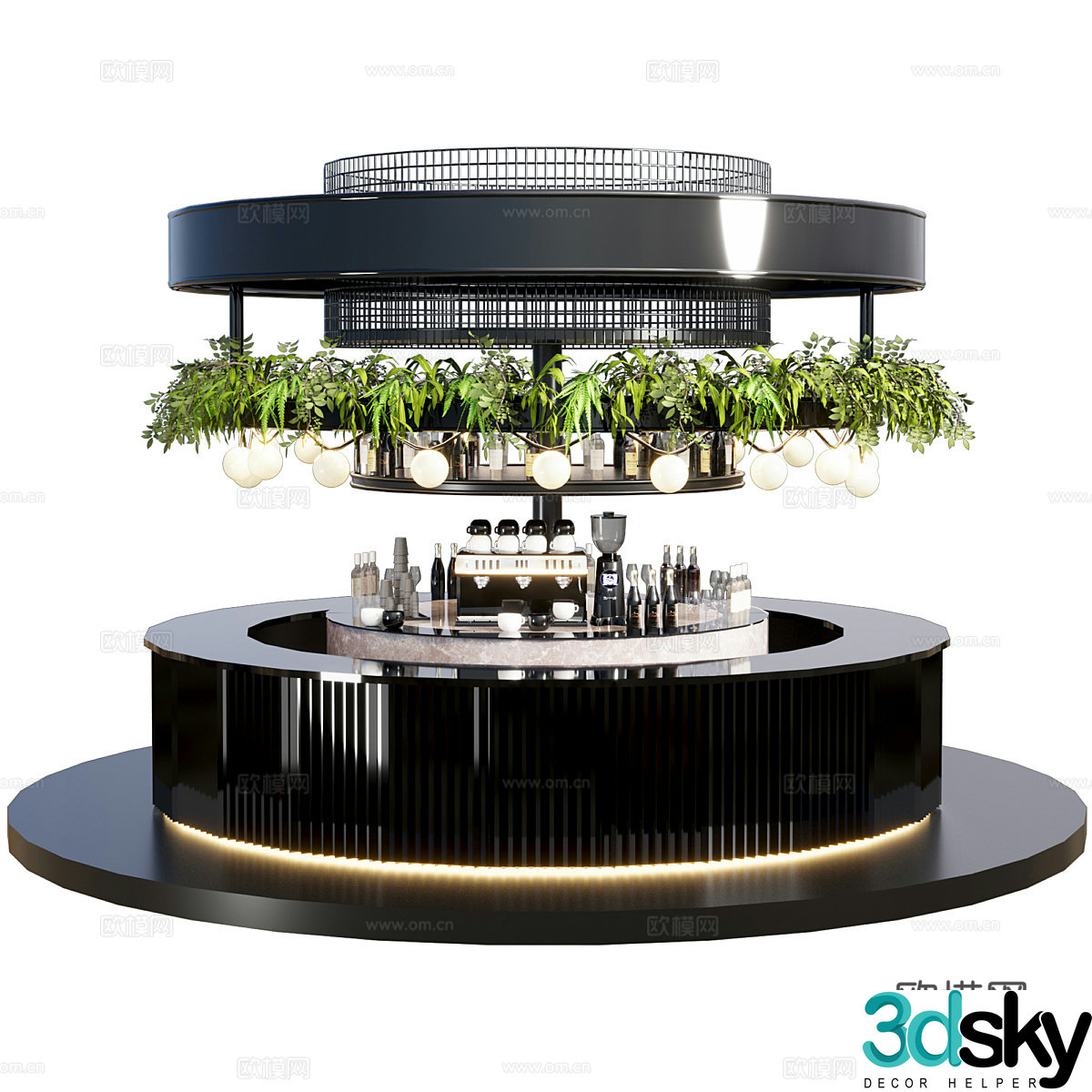 Modern light luxury coffee bar 3D model