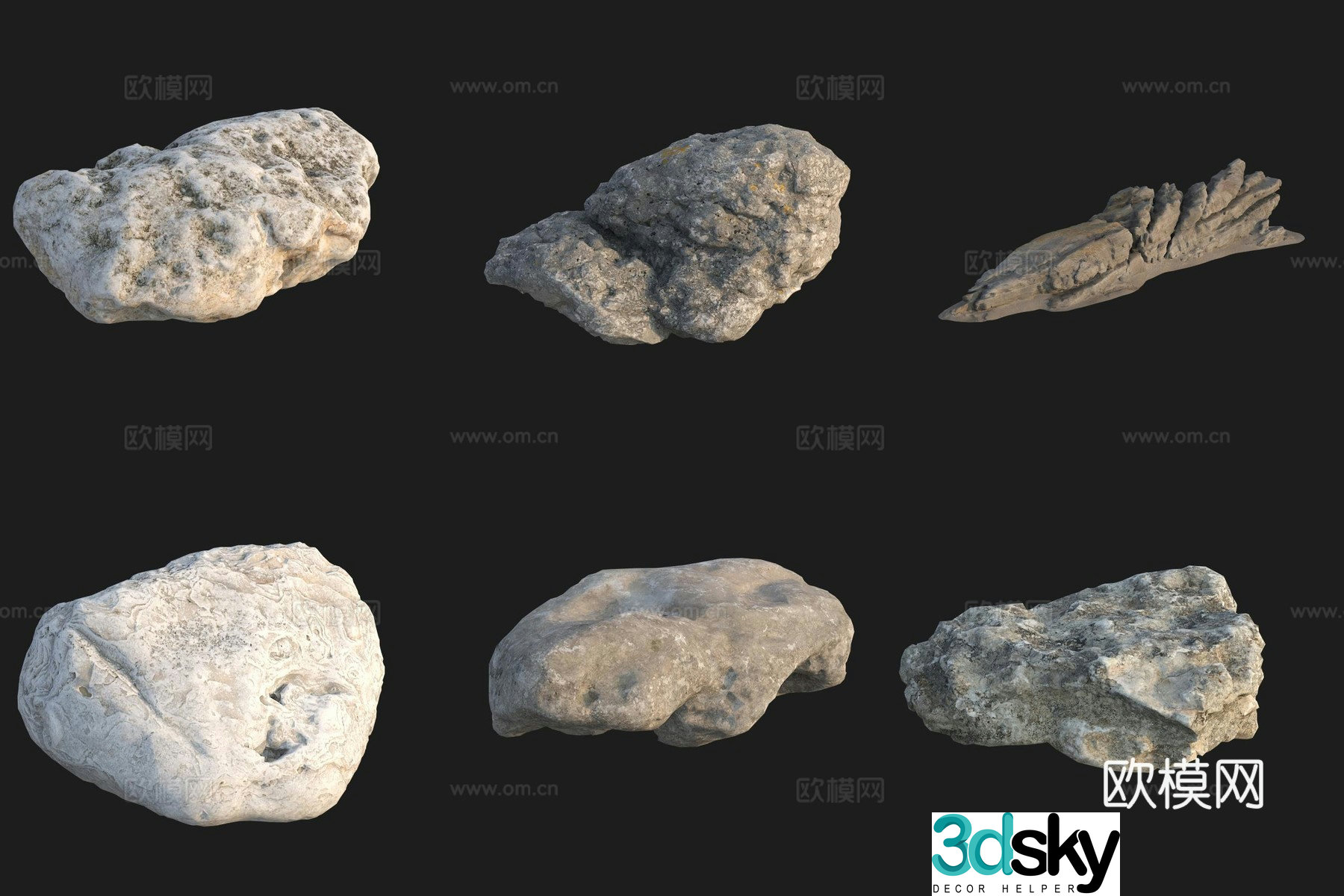 Beach beach stone rock 3d model