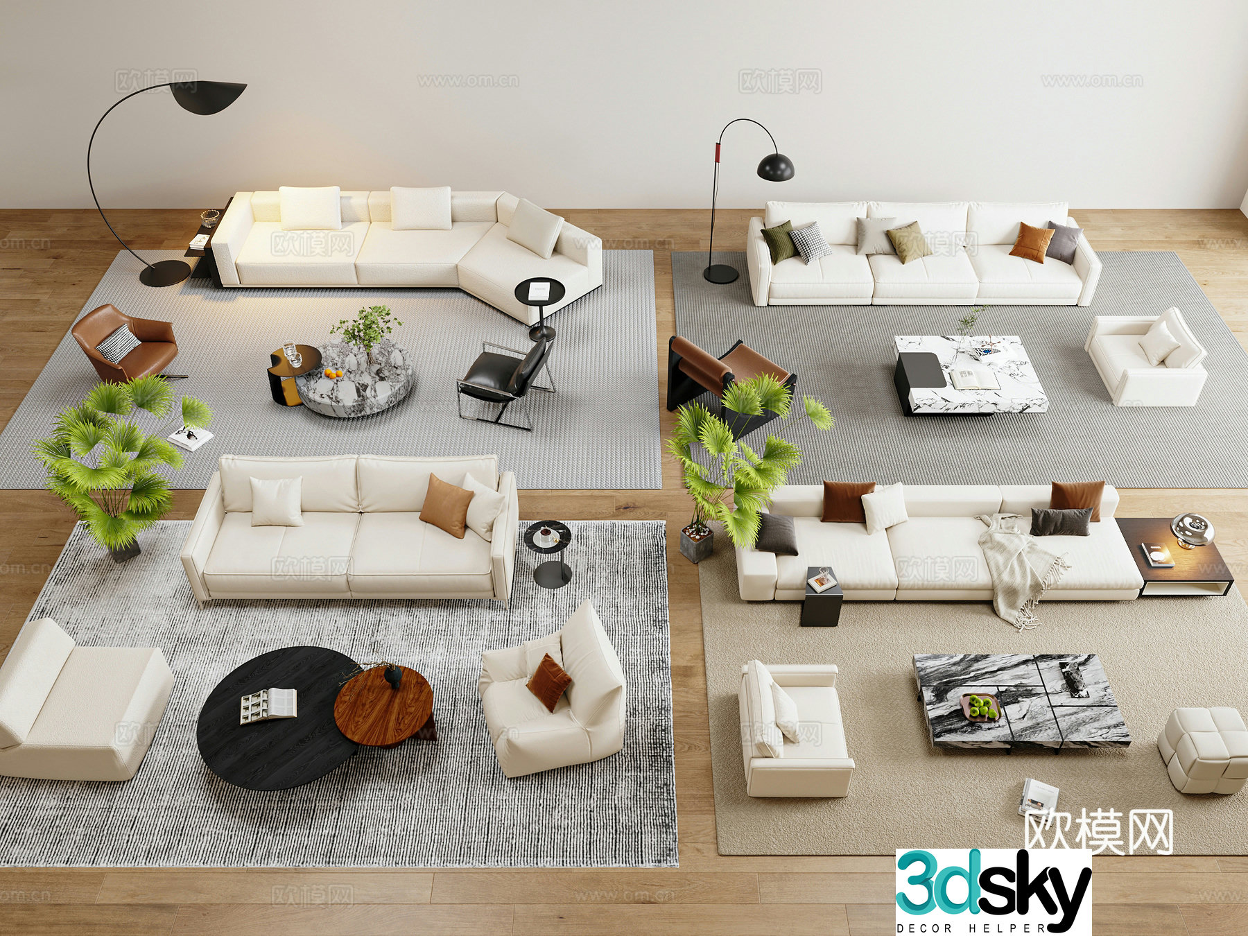 Modern simple sofa coffee table combination 3D model