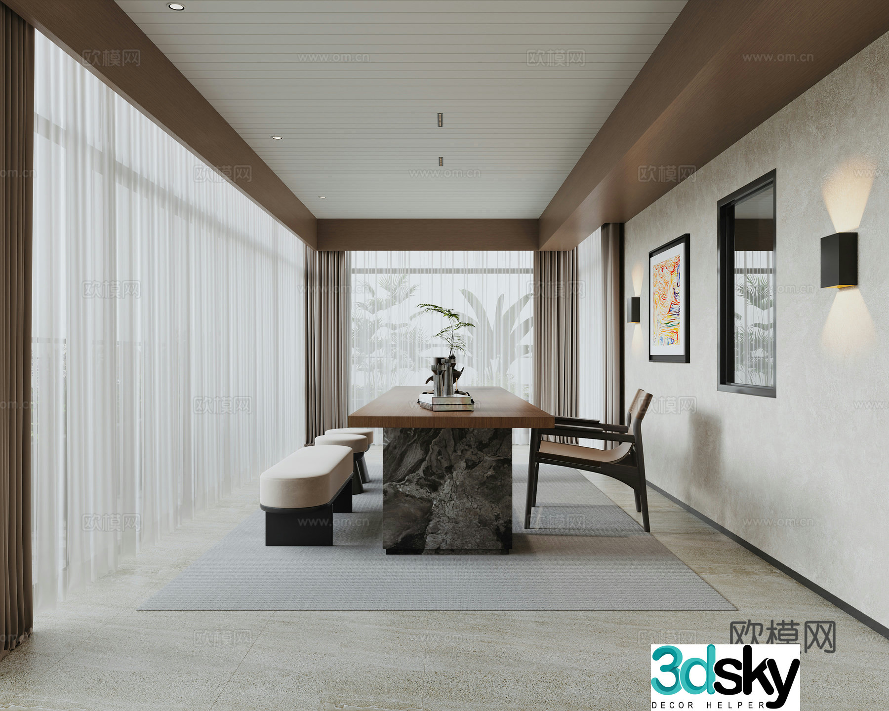 Modern tea room 3d model