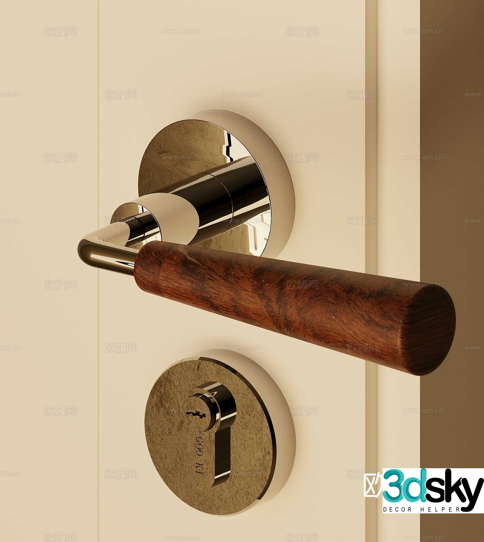 Middle-aged fashion door handle 3D model