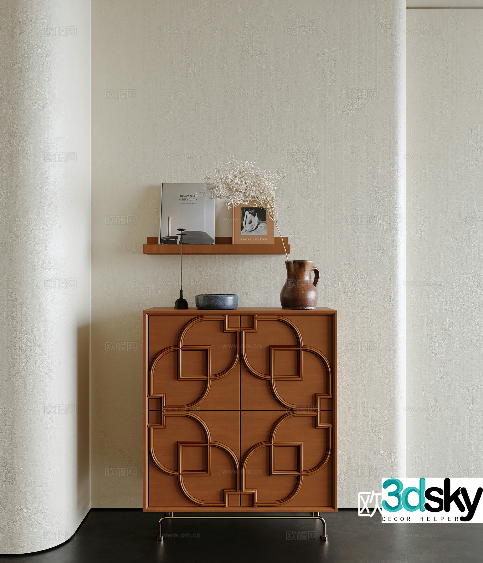 3D model of medieval style decorative cabinet