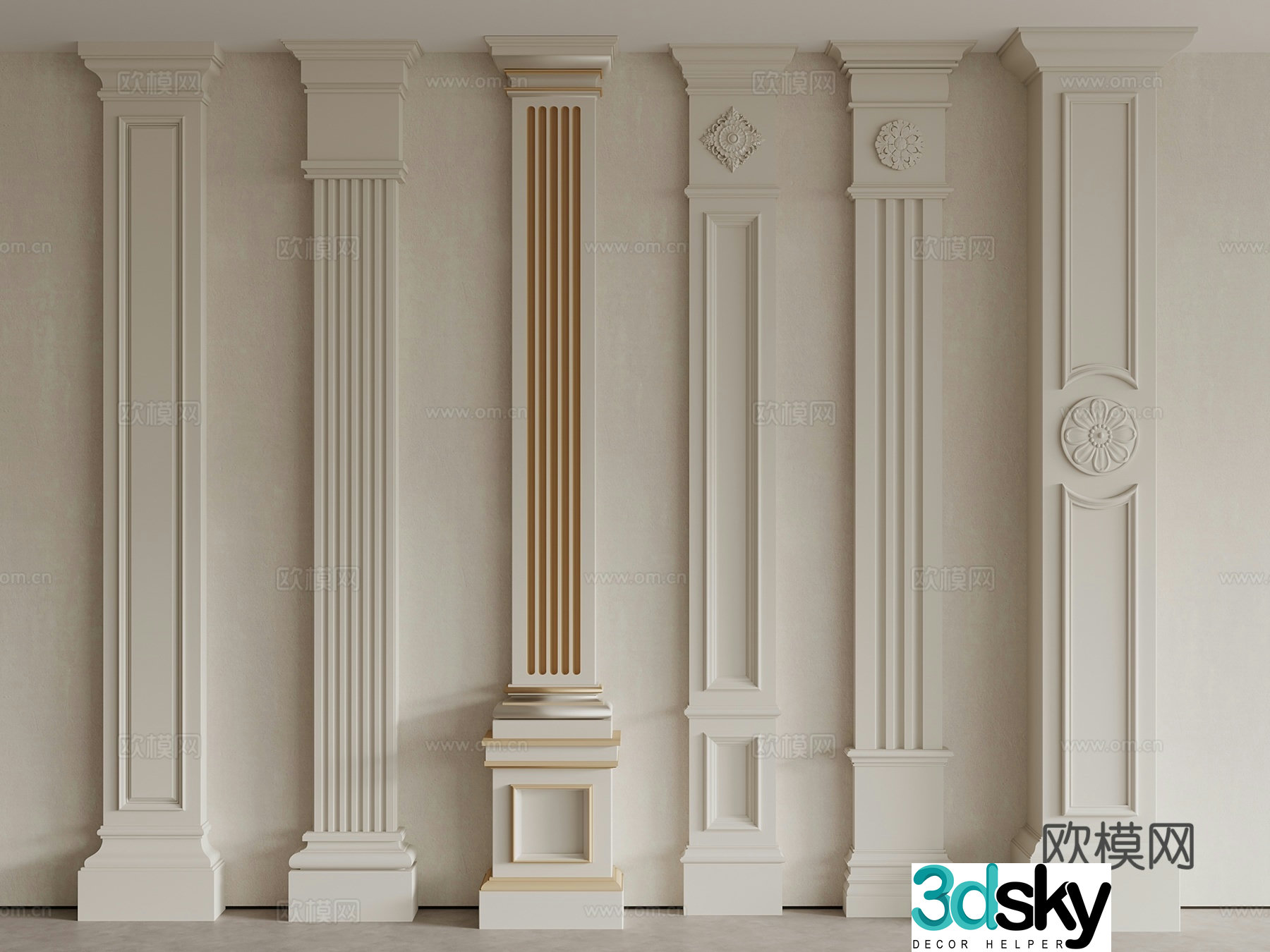 European column Roman column Simple European column Gypsum column 3D model