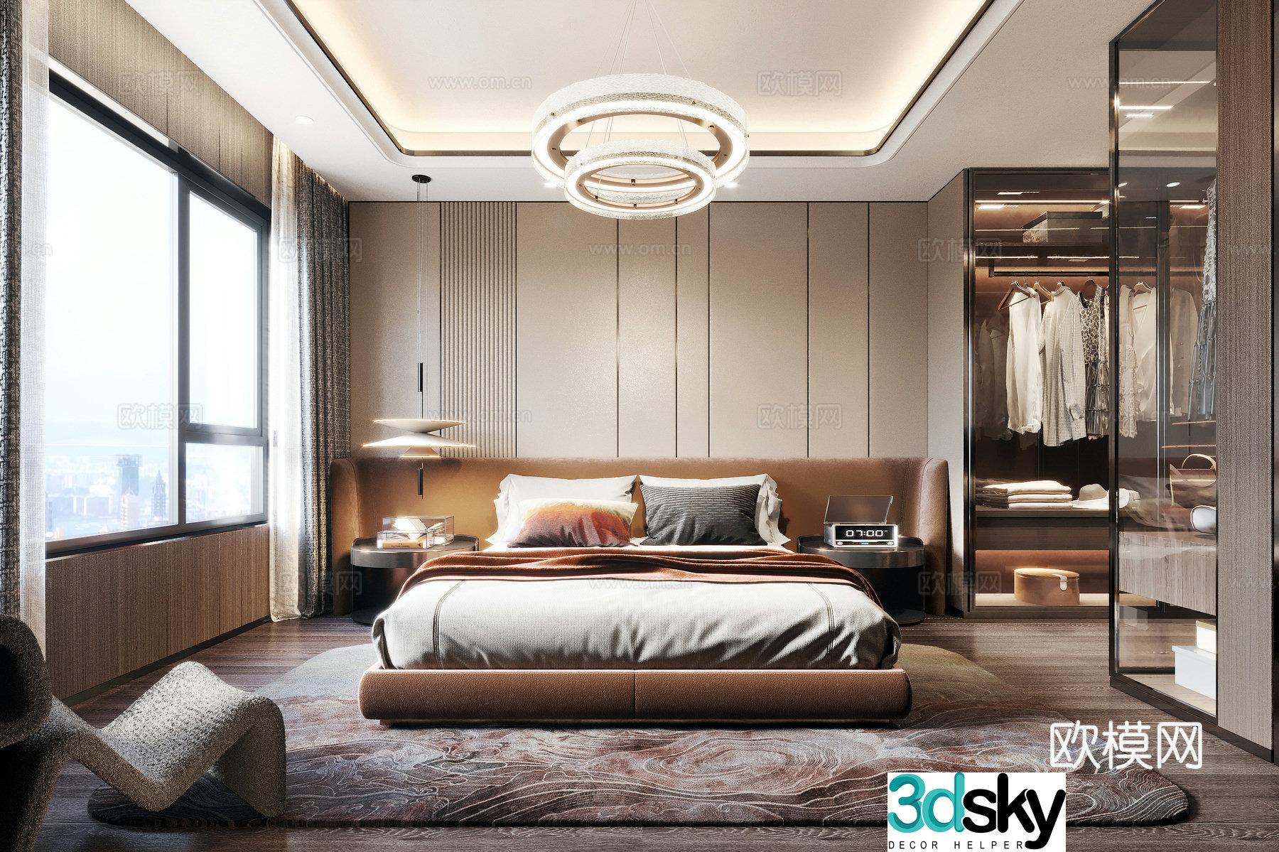 Modern light luxury bedroom 3d model