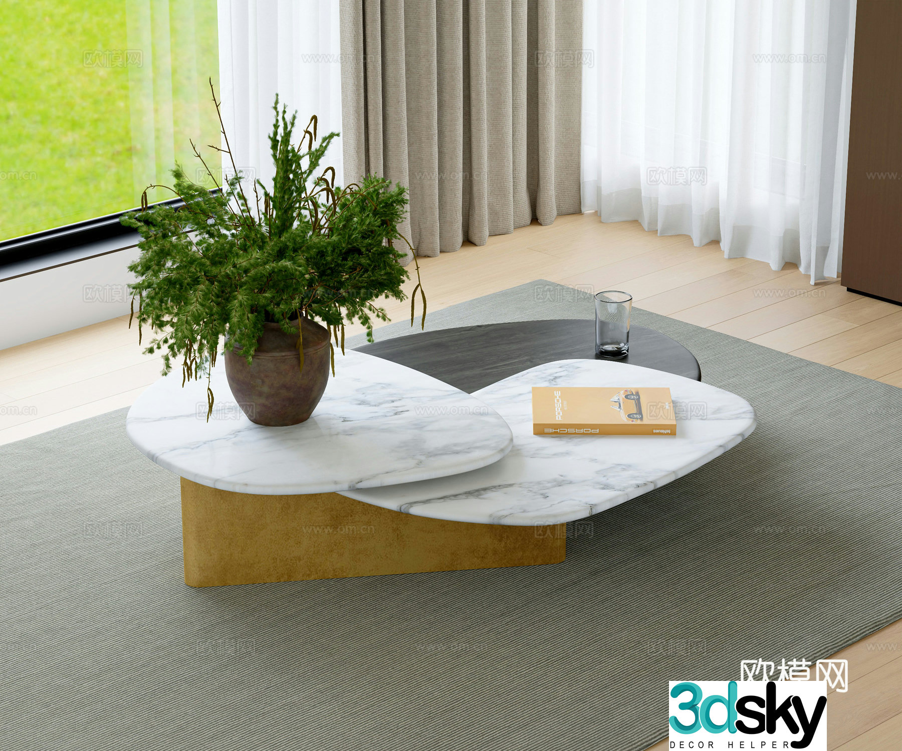 Modern marble coffee table 3d model