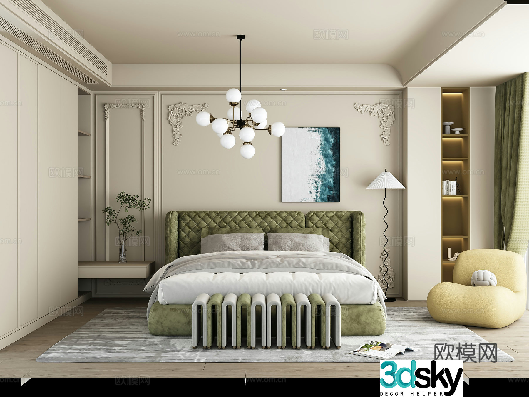 Modern French master room 3d model