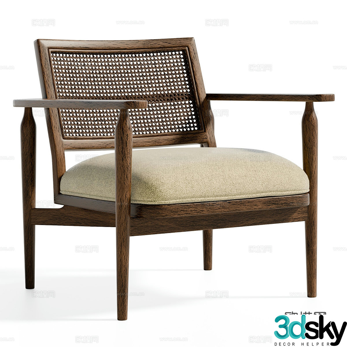 New Chinese style Wasabi Armchair 3D Model
