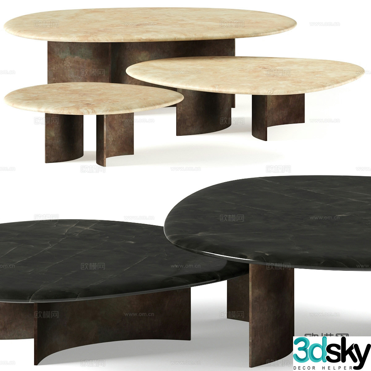 Modern light luxury marble coffee table 3D model