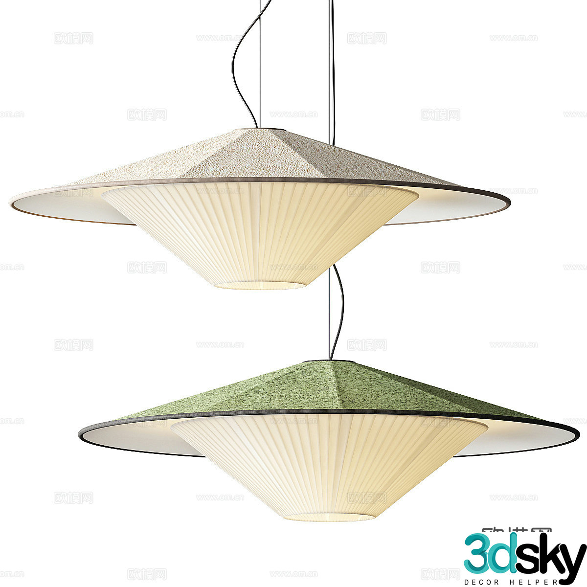 New Chinese Ecru Decorative Chandelier 3D Model