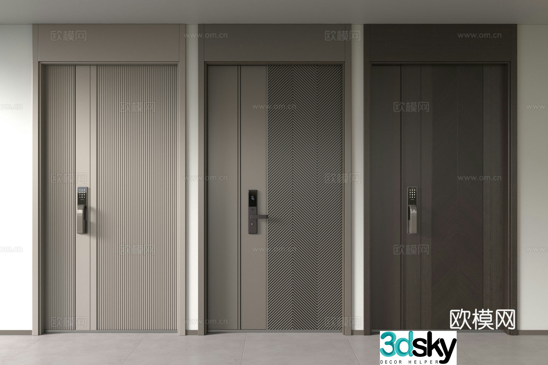 Modern security door entrance door villa door mother and child door password door 3d model
