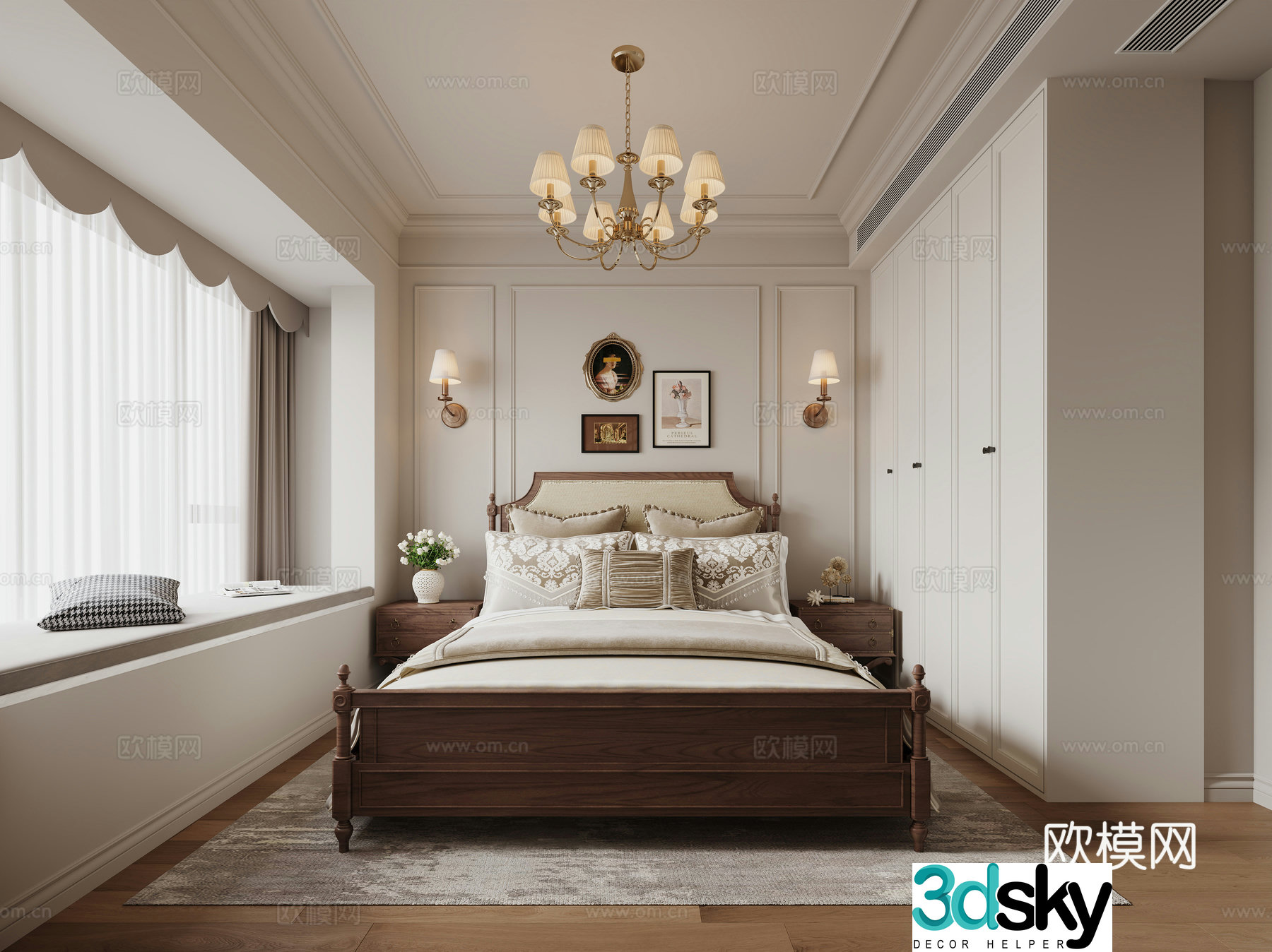 Modern French bedroom 3d model