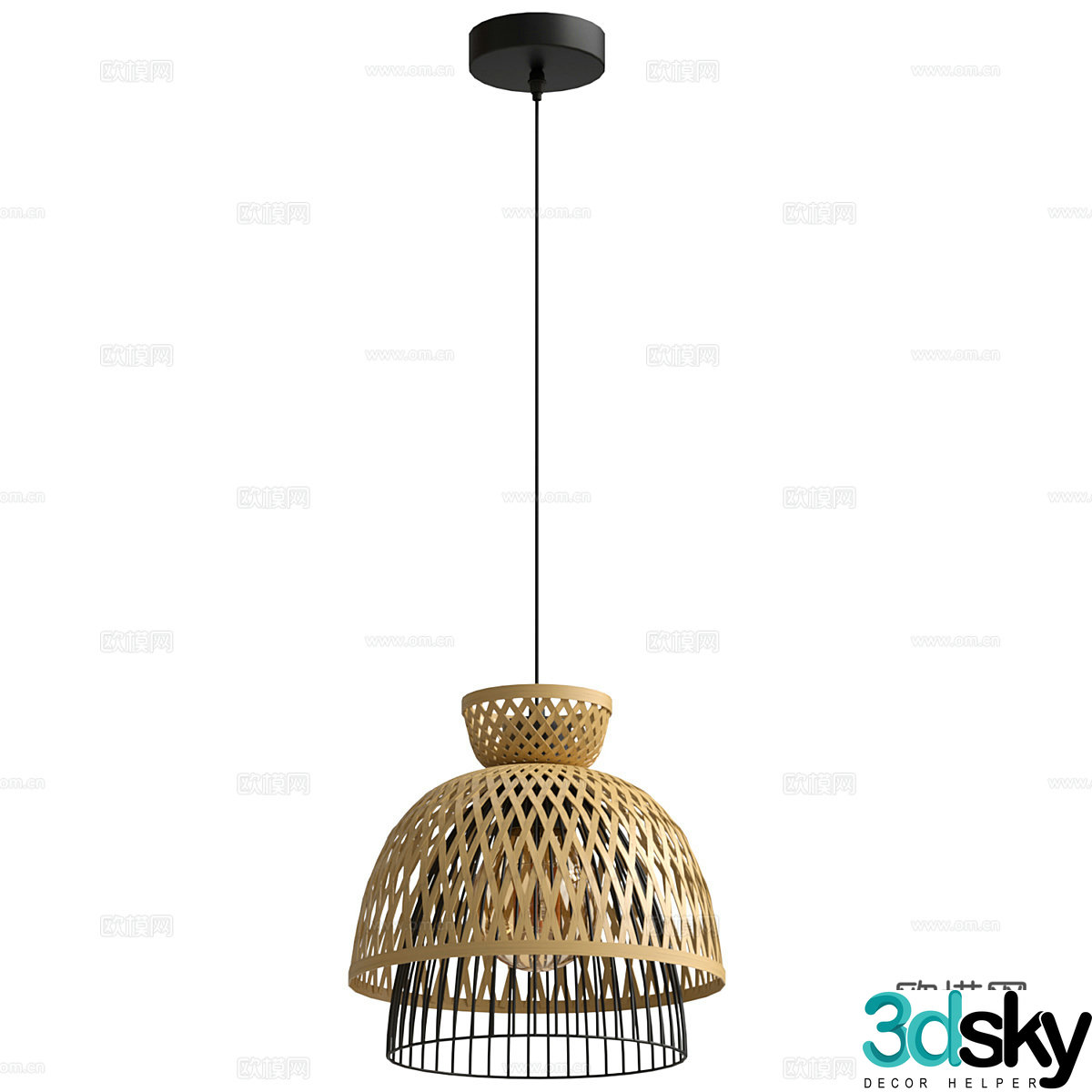 Nordic simple chandelier chandelier simple chandelier living room chandelier rattan chandelier 3d model