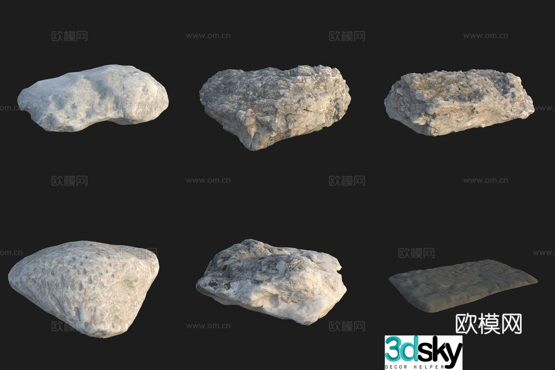 Beach beach stone rock 3d model