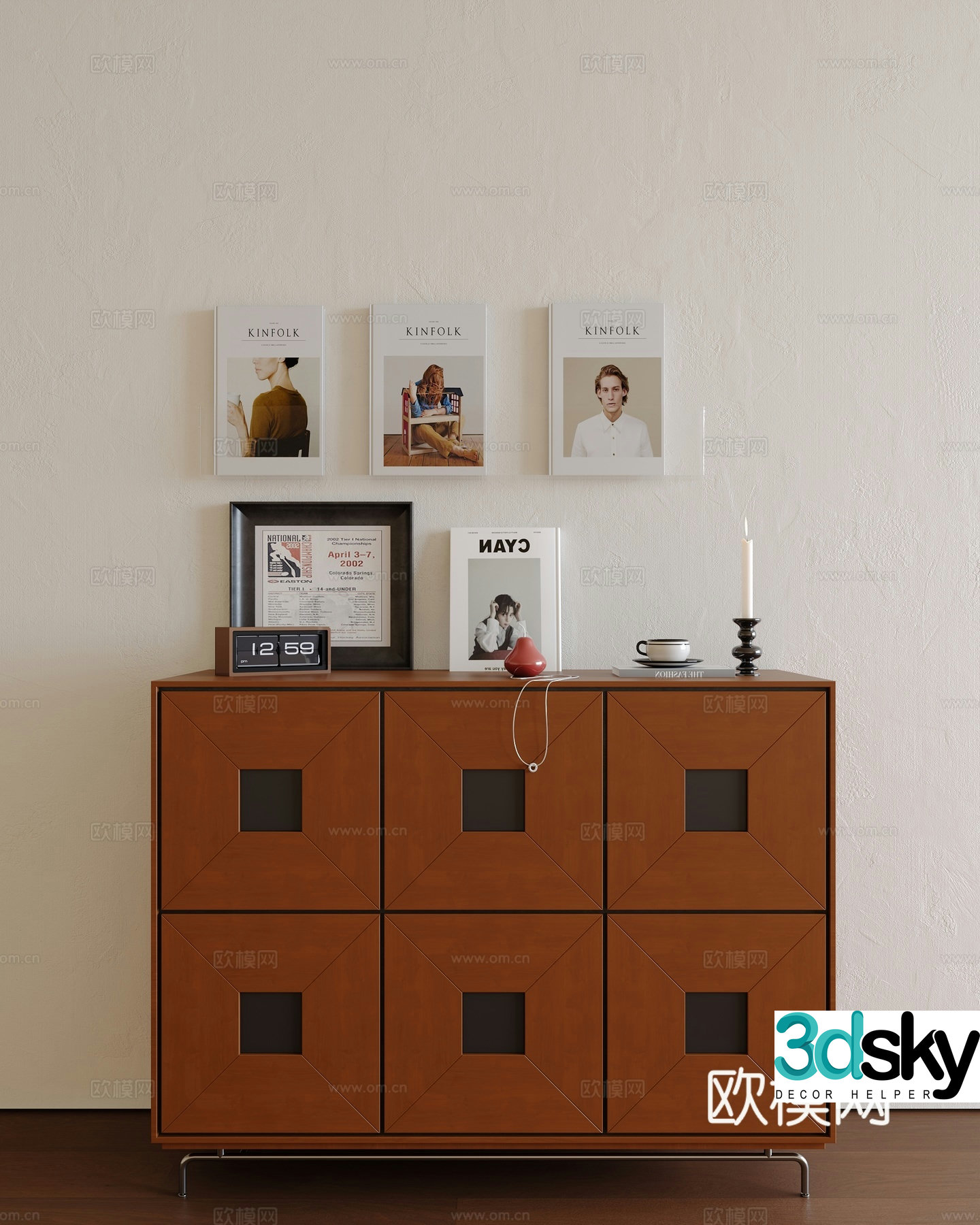 3D model of medieval style decorative cabinet