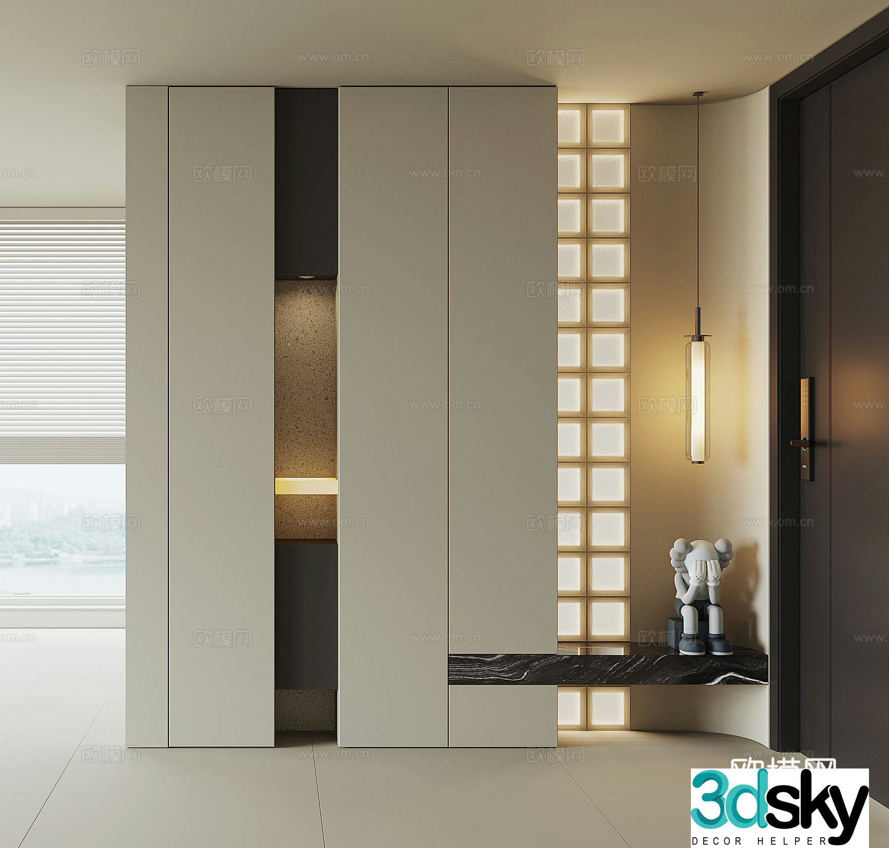 Modern home entrance shoe cabinet 3D model
