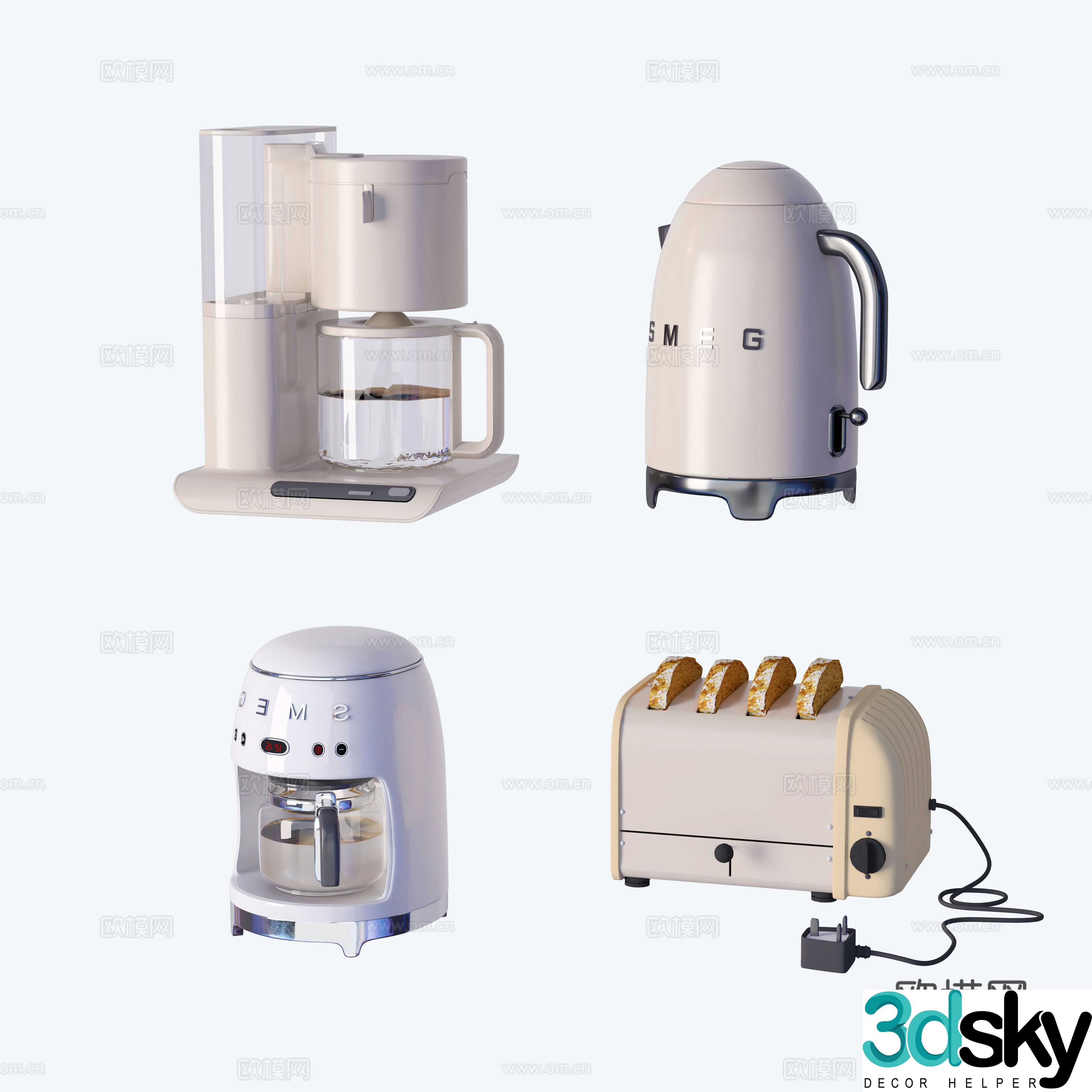 Modern kitchen coffee machine soy milk machine bread machine water dispenser 3d model