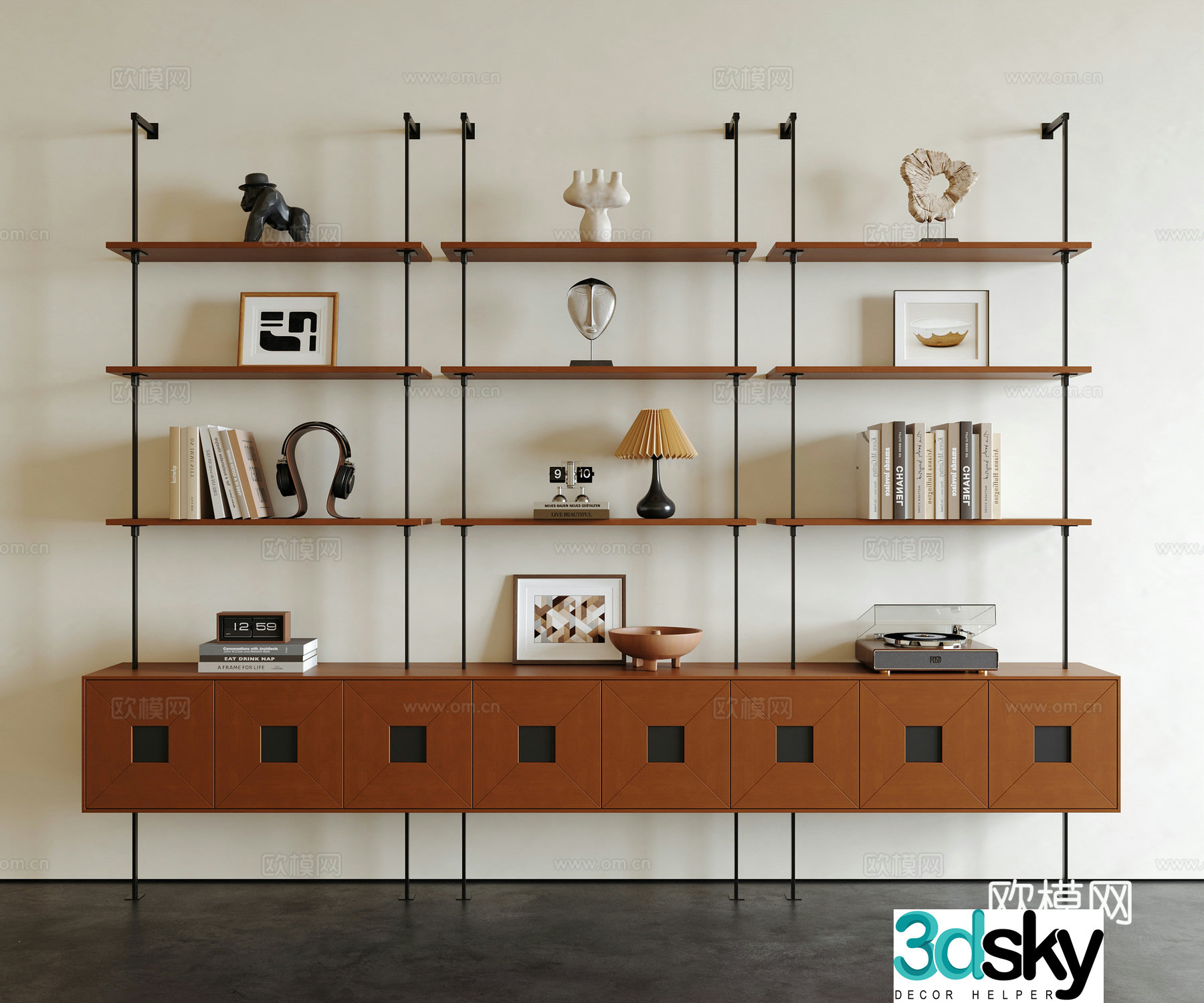 Middle-aged bookshelf 3D model