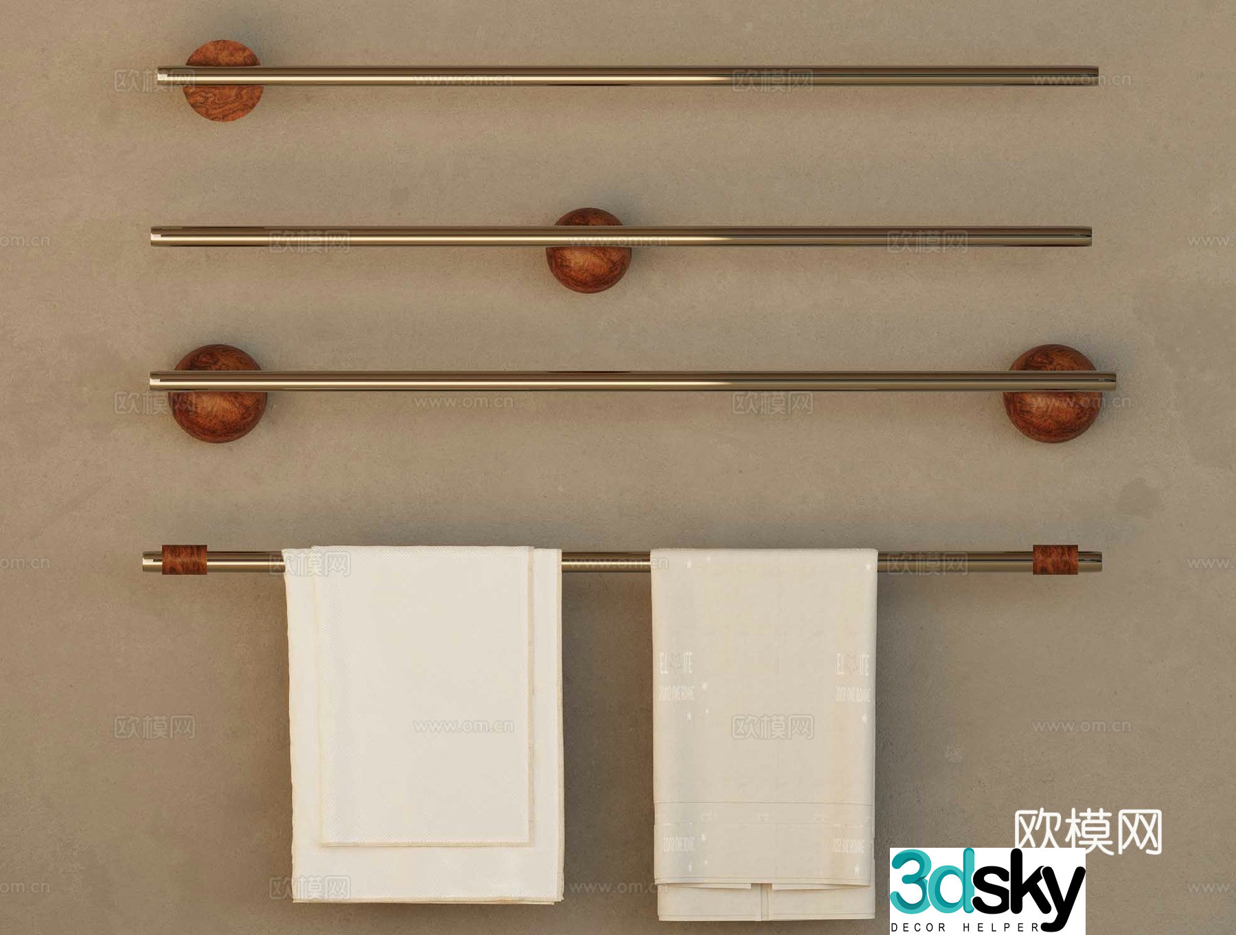 Middle-aged towel rack 3d model