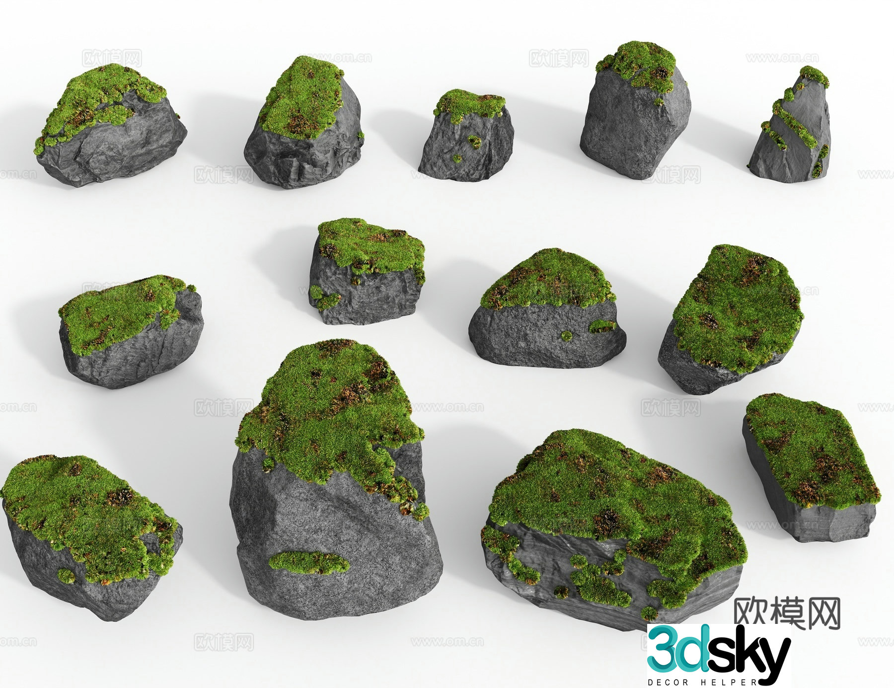 Moss Landscape Stone 3D Model