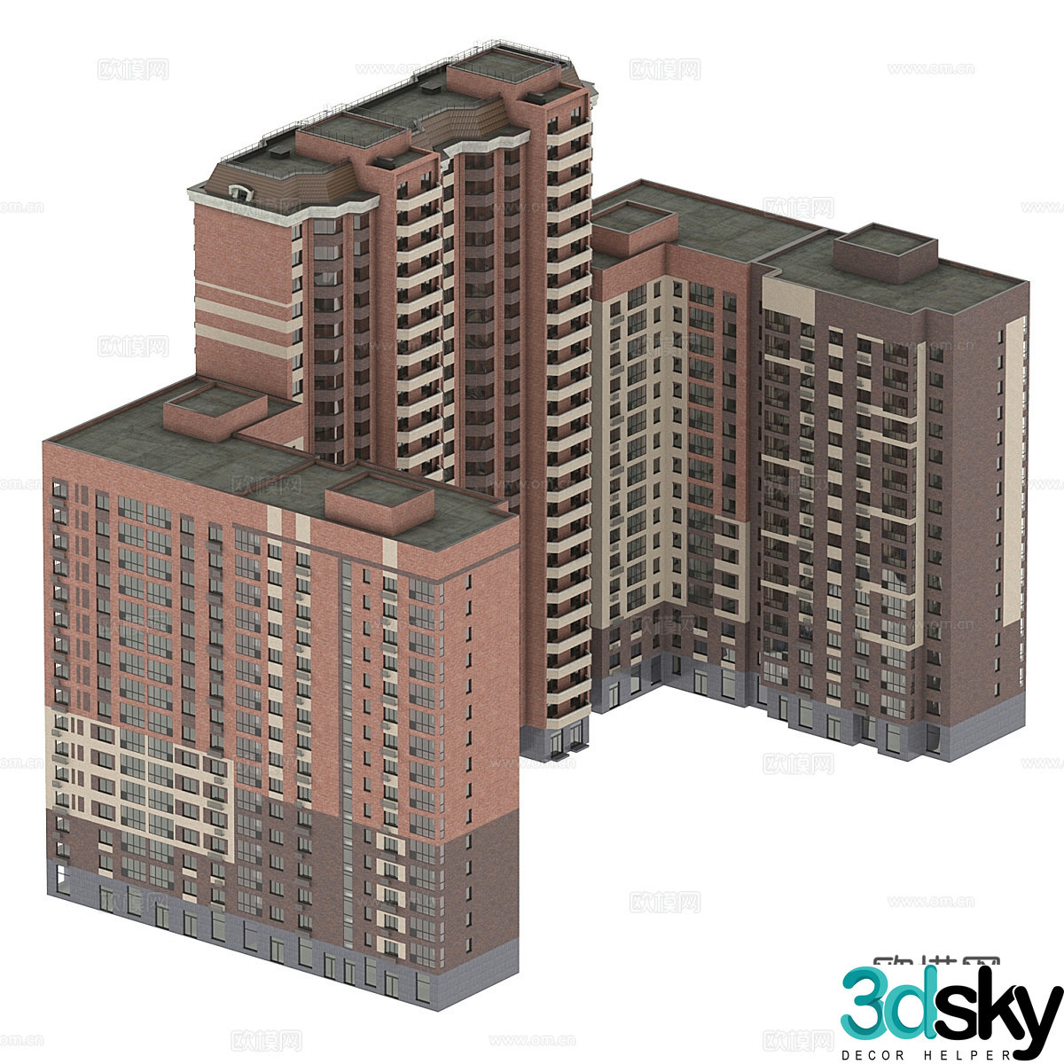 Apartment residential building 3d model