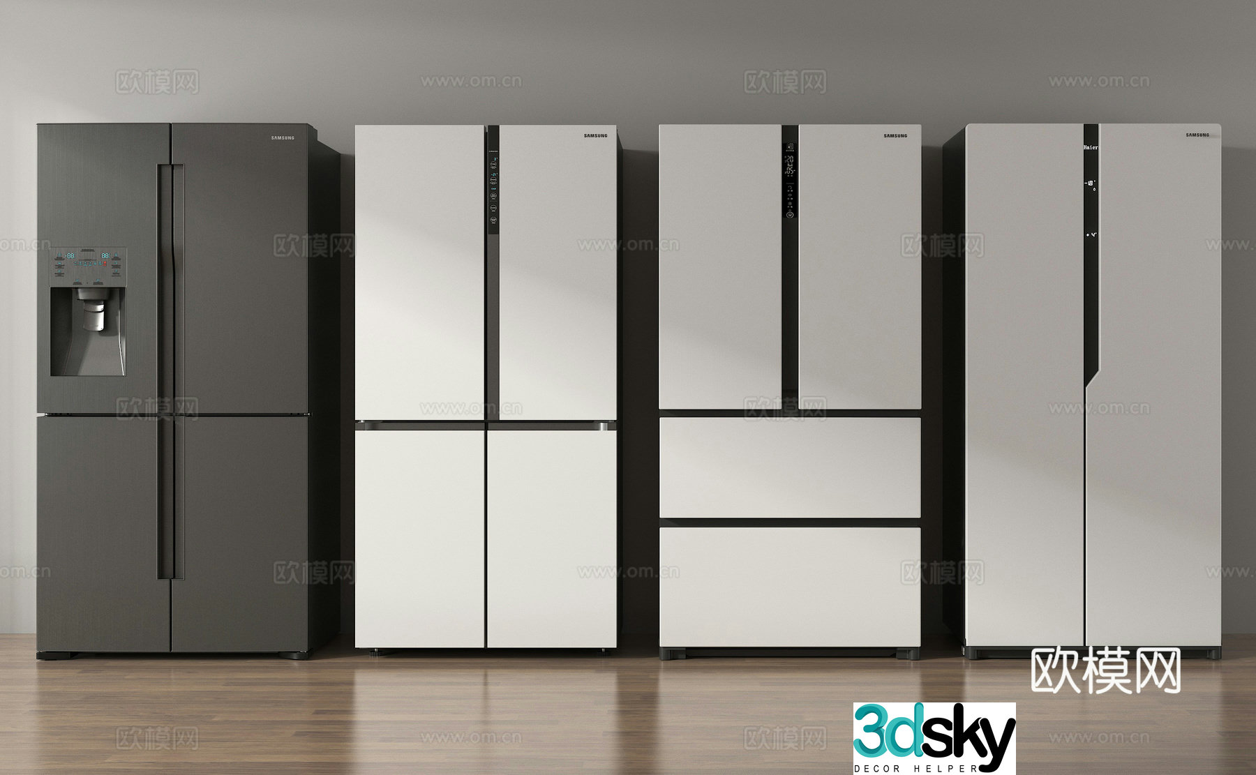 Refrigerator Double-door refrigerator Smart refrigerator 3D model