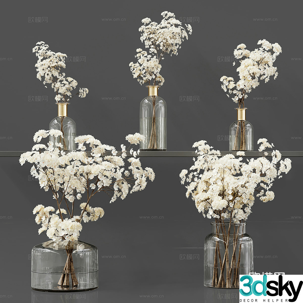 New Chinese style light luxury vase flower art 3D model