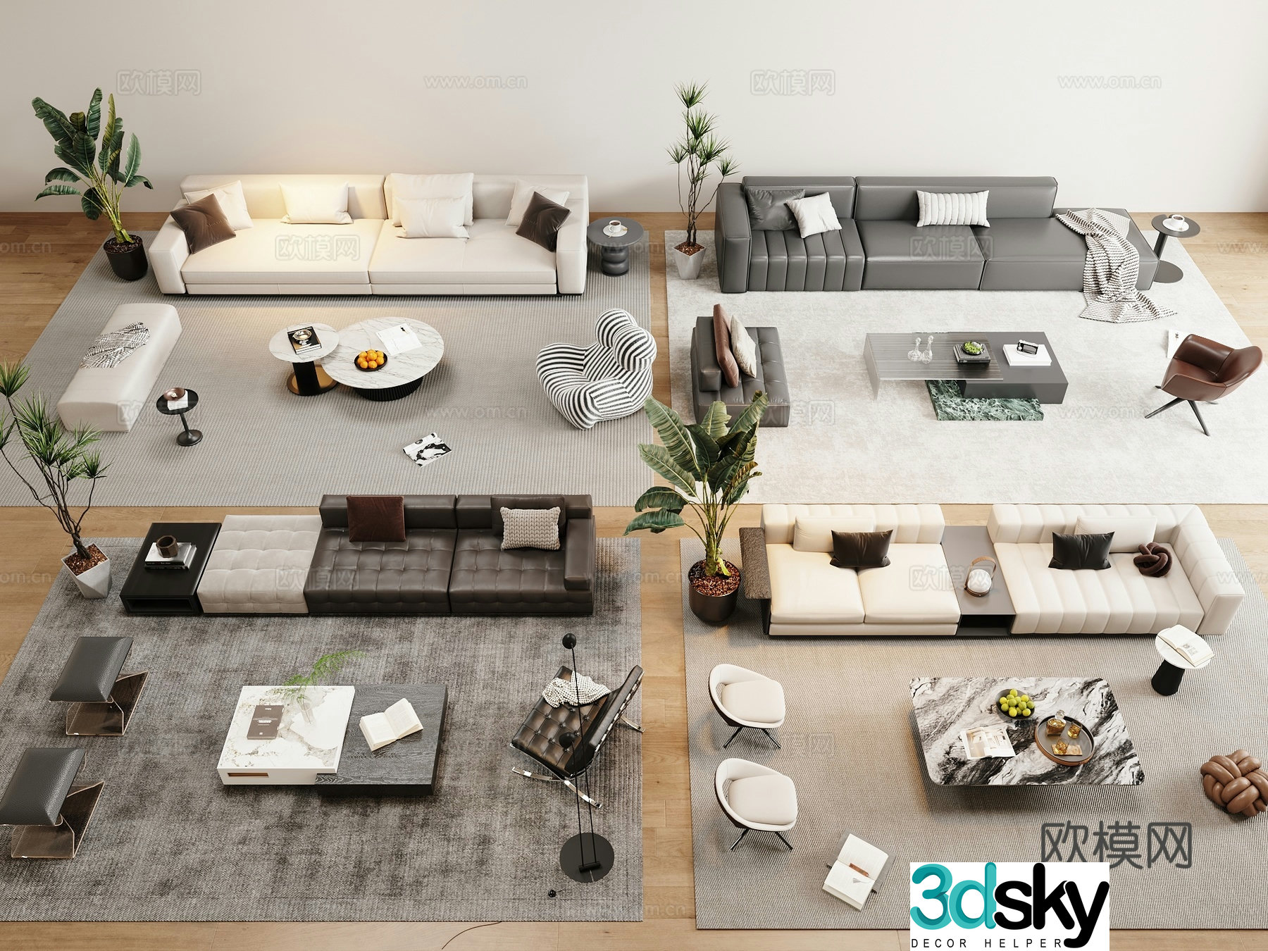 Modern simple sofa coffee table combination 3D model