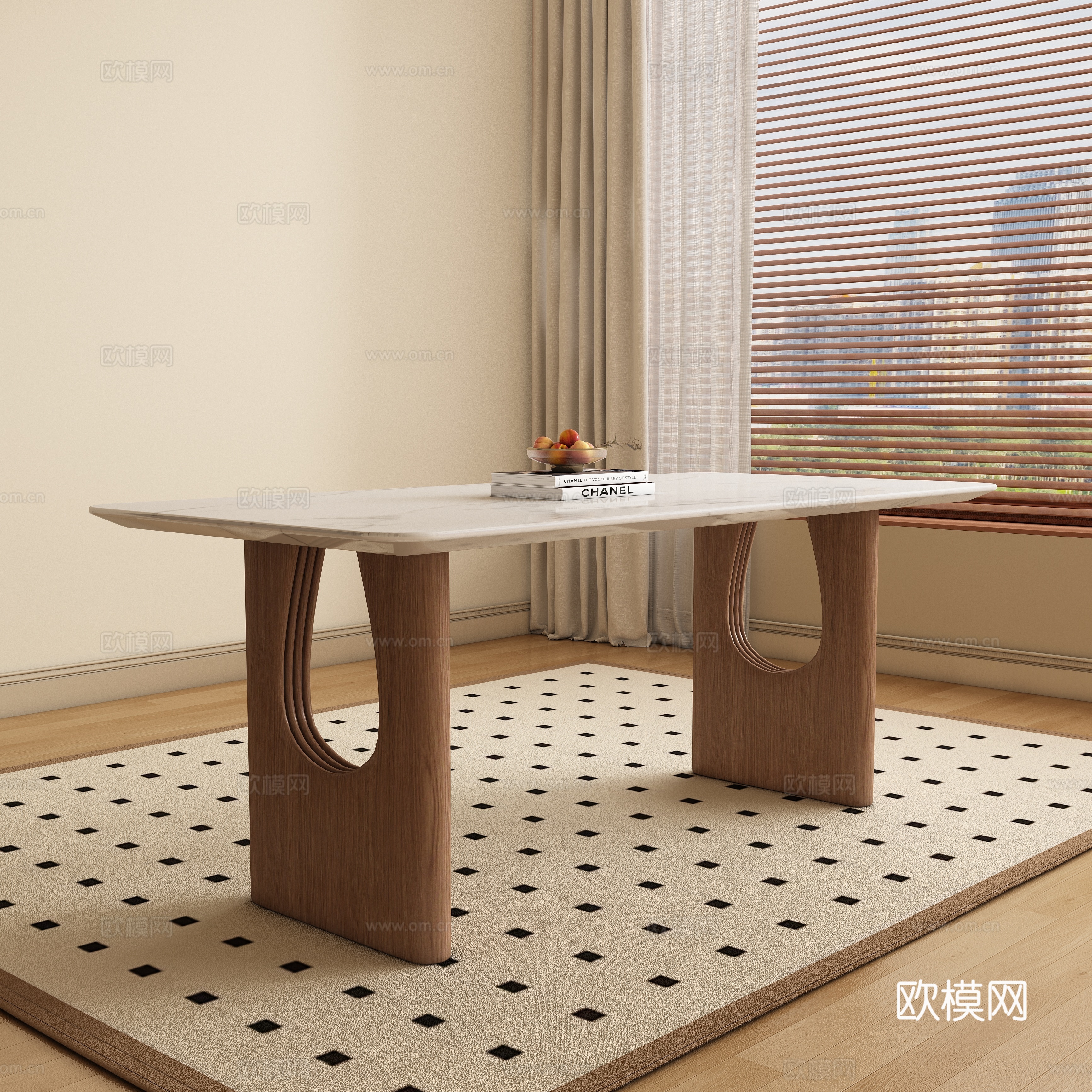 Long dining table 3d model