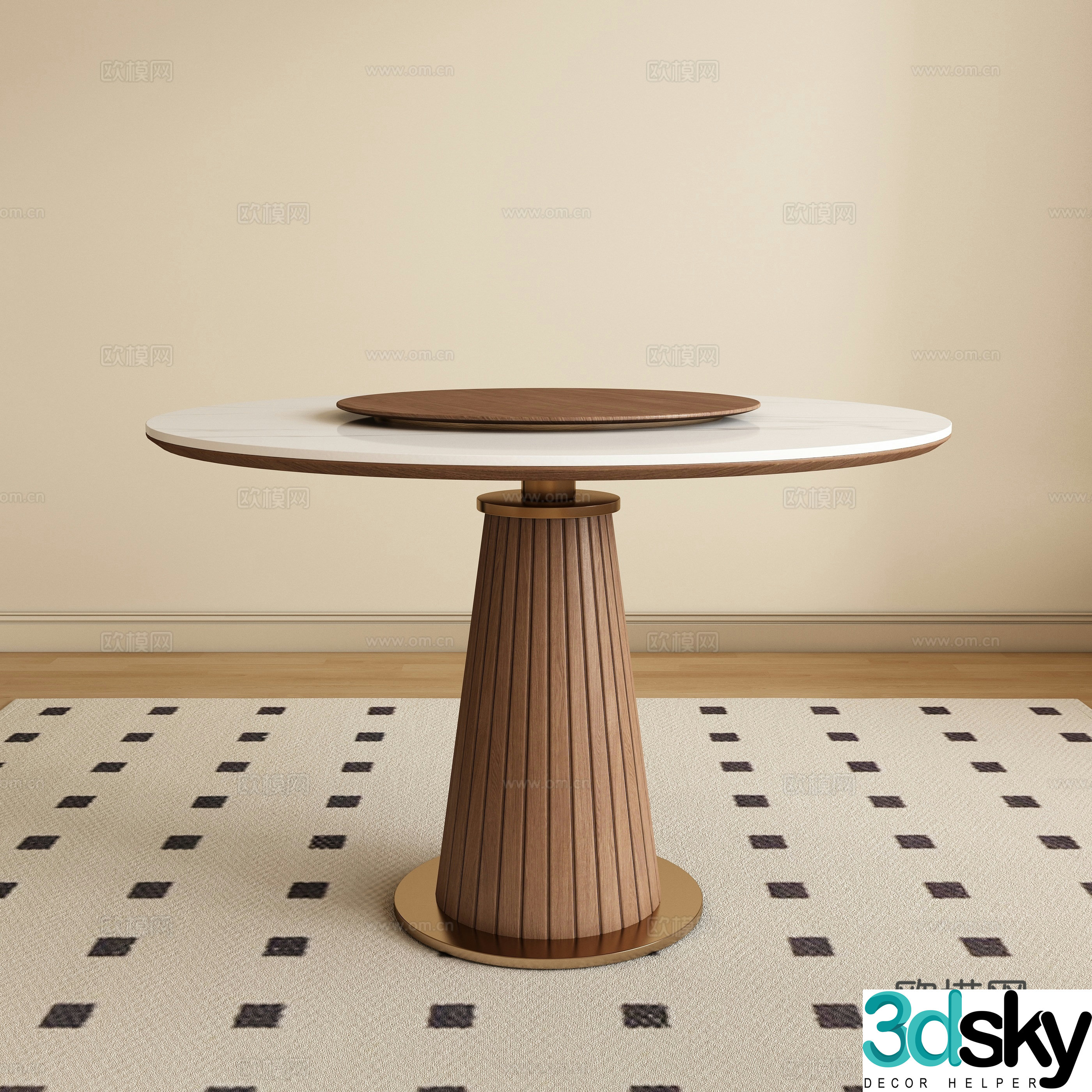 Round dining table 3d model