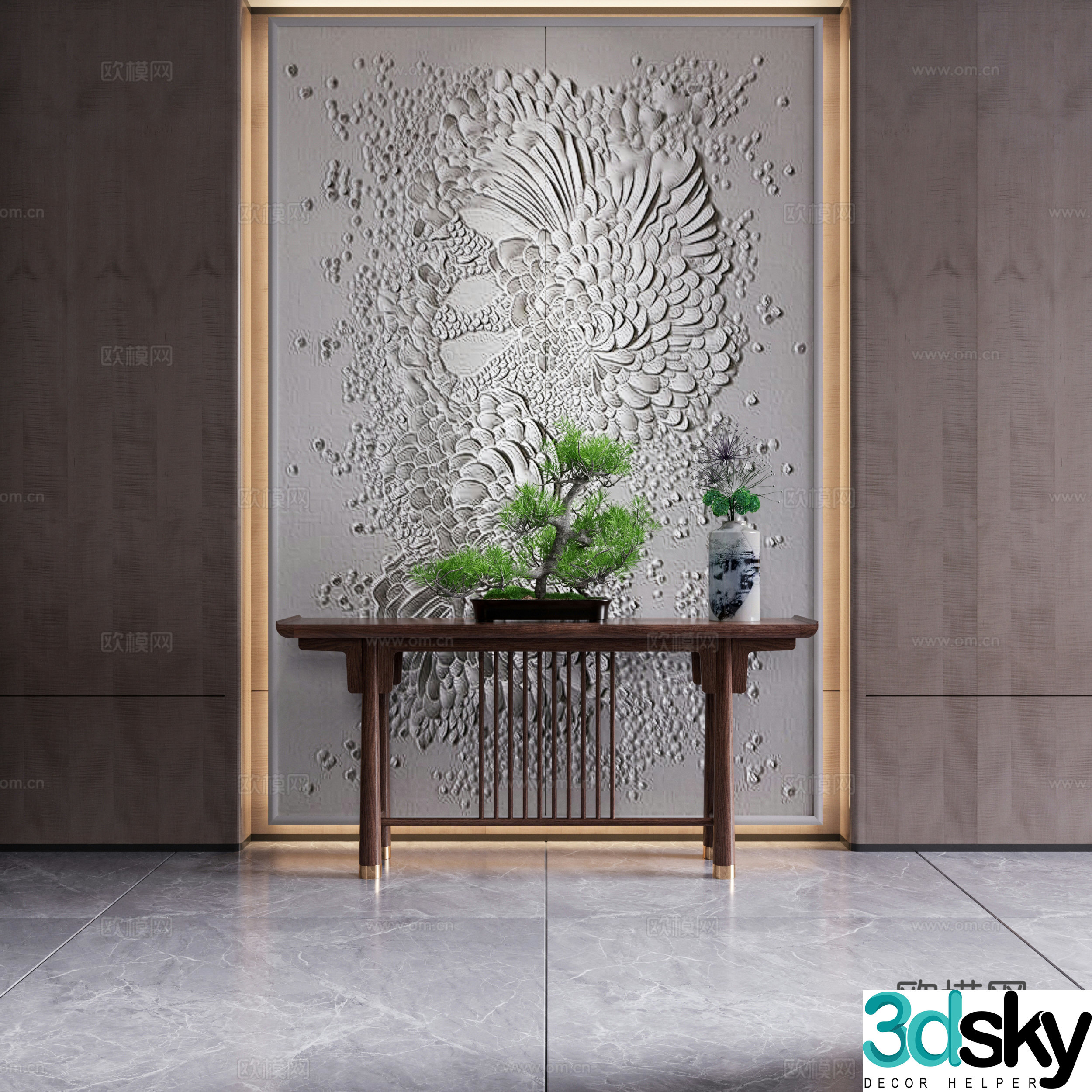New Chinese style entrance cabinet case end viewing platform 3D model