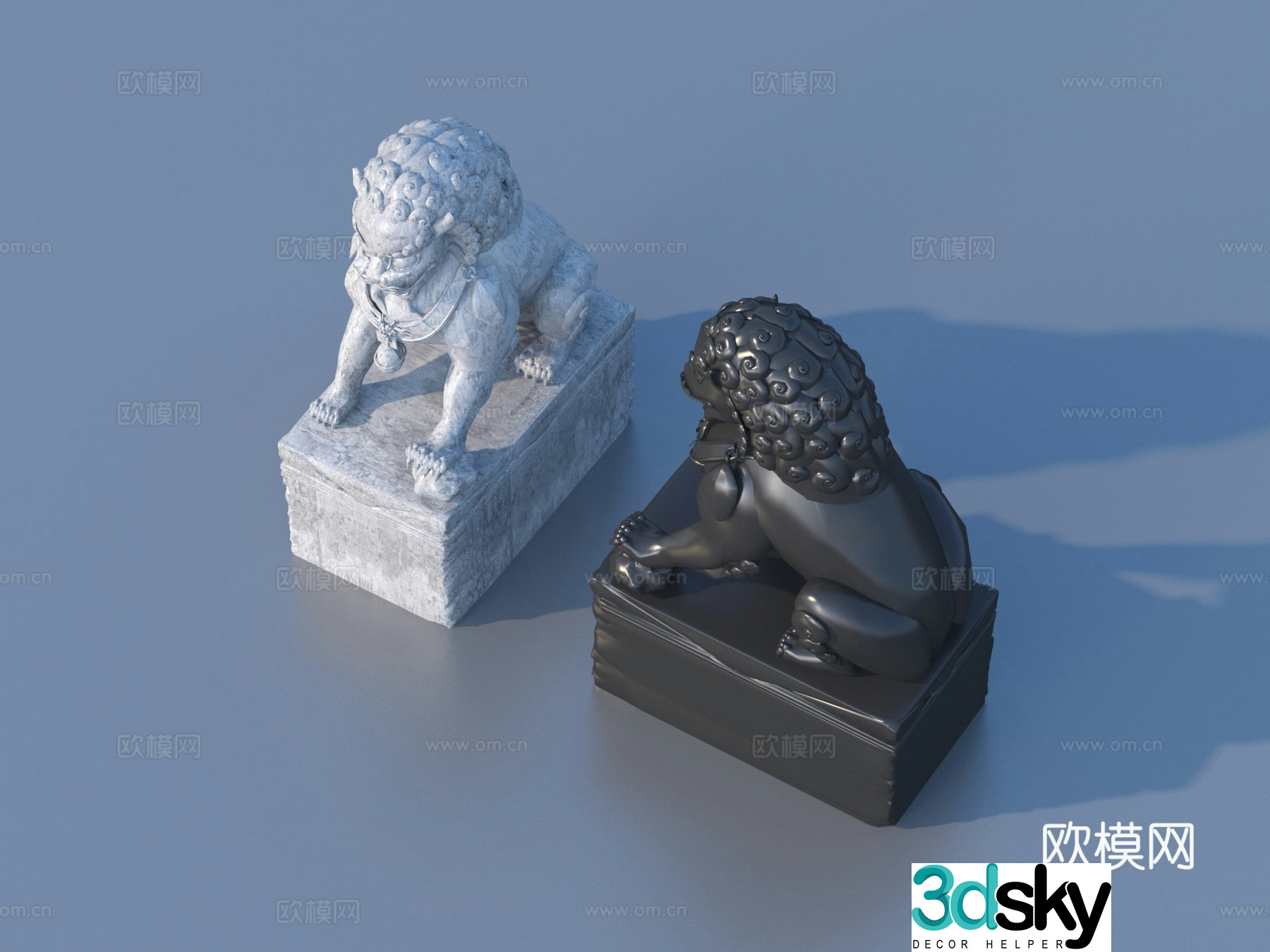Lion Qilin Divine Beast Stone Lion 3D Model