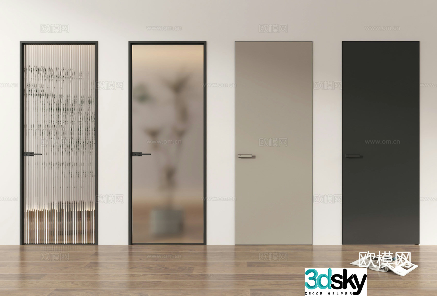 Single-open door Kitchen and bathroom door Bathroom door Room door Bedroom door 3D model