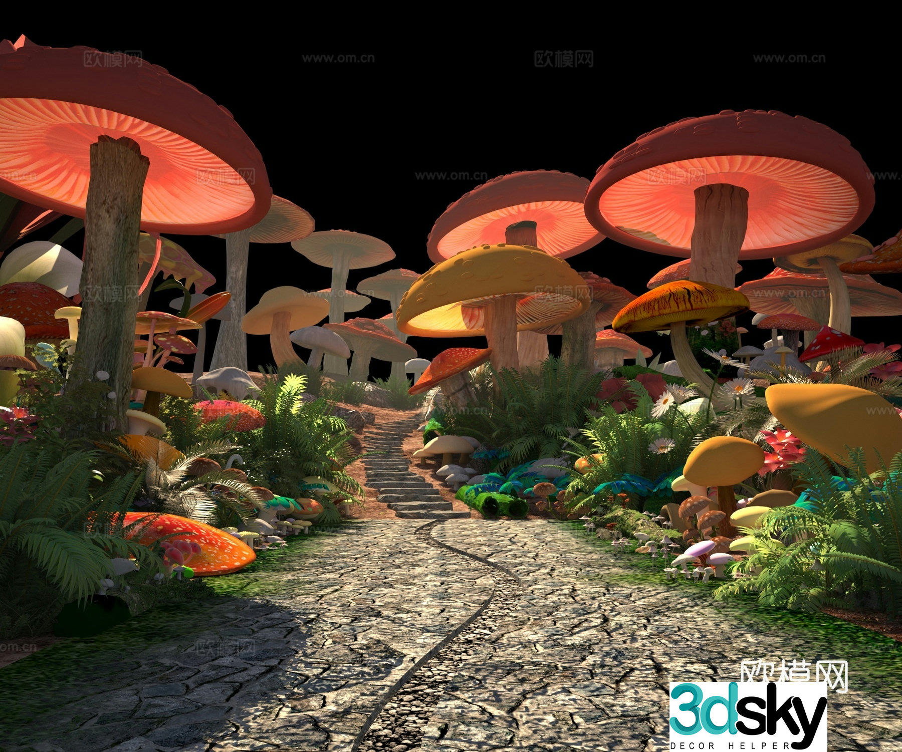 Mushroom Forest Mushroom House 3D Model