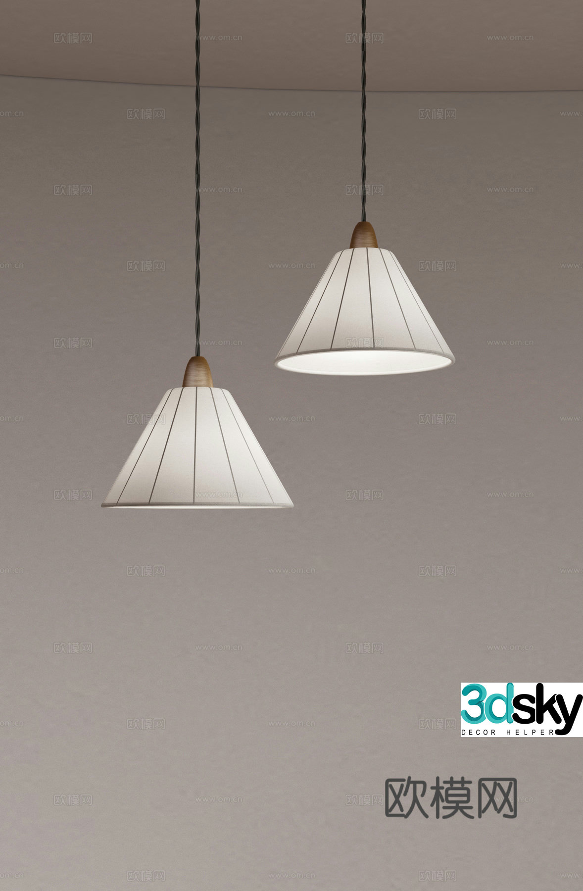 New Chinese restaurant chandeliers bedside chandeliers paper chandeliers 3D model