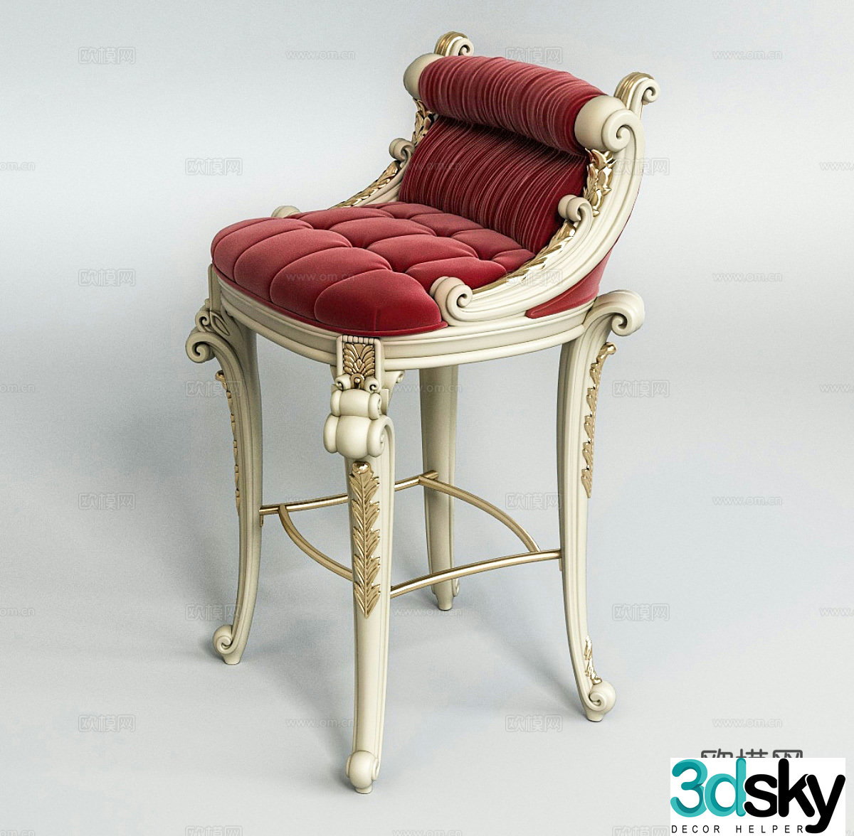 American style bar chair European style bar chair Simple European style bar chair Fabric bar chair Bar stool 3D model